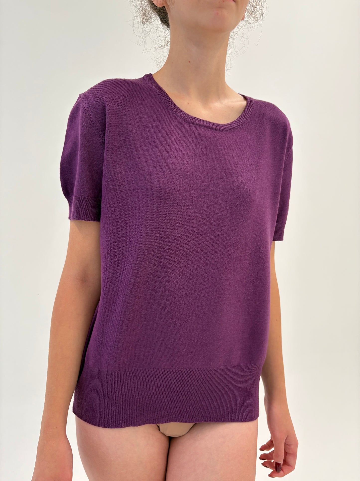 Top aubergine din jerse