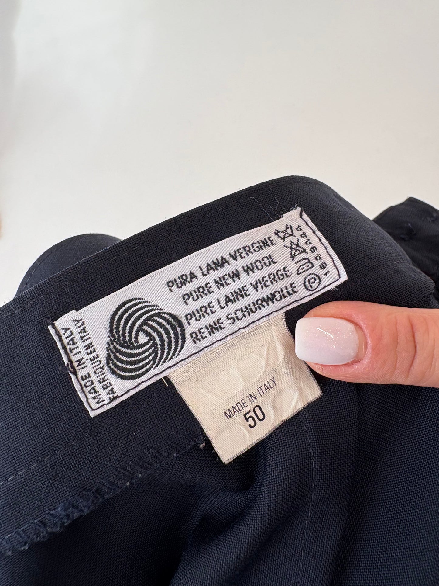 Pantaloni țigaretă din lana extrafina pura certificată cu altei ultra înaltă