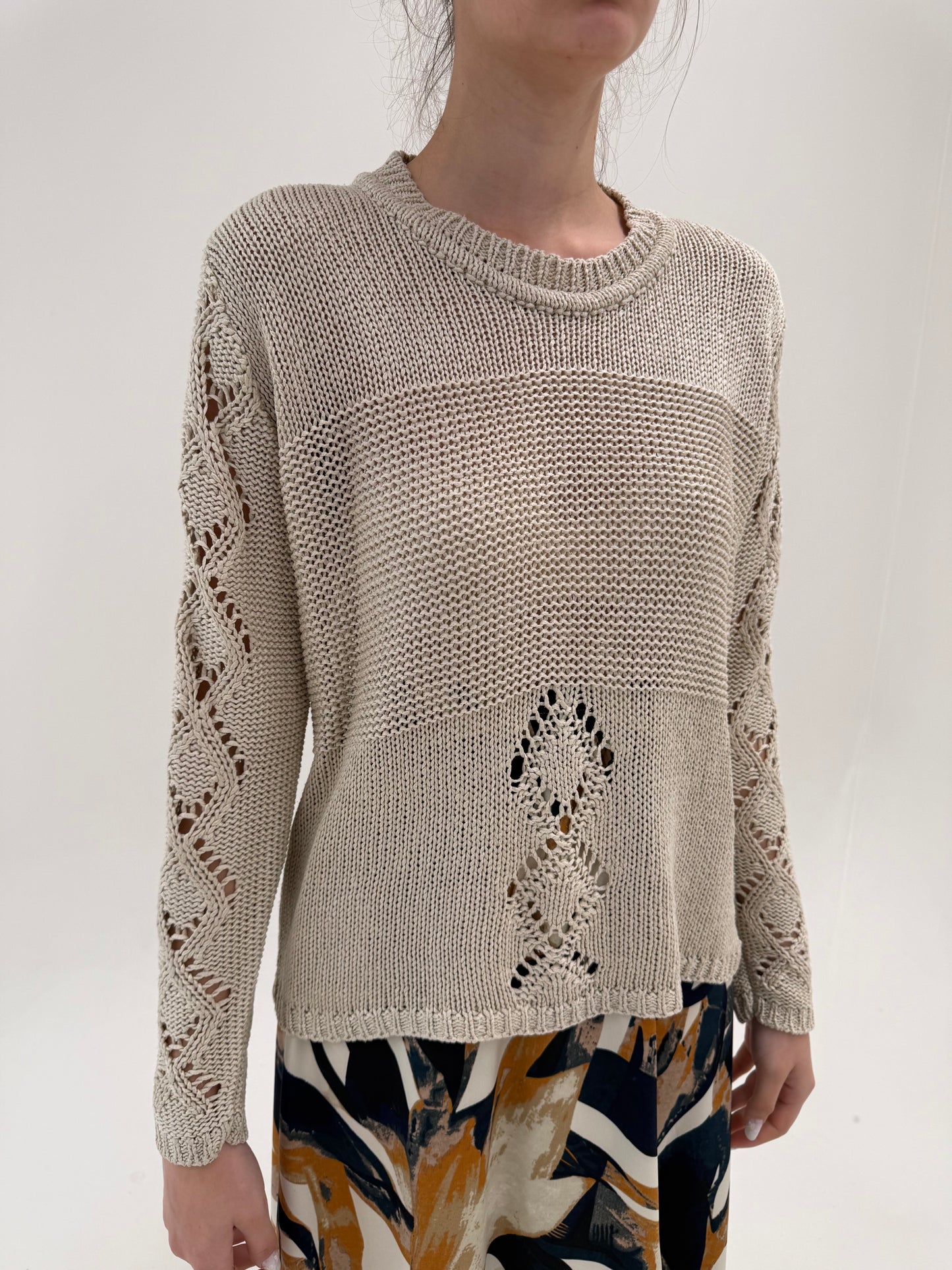 Bluză din tricot premium grej din bumbac high end