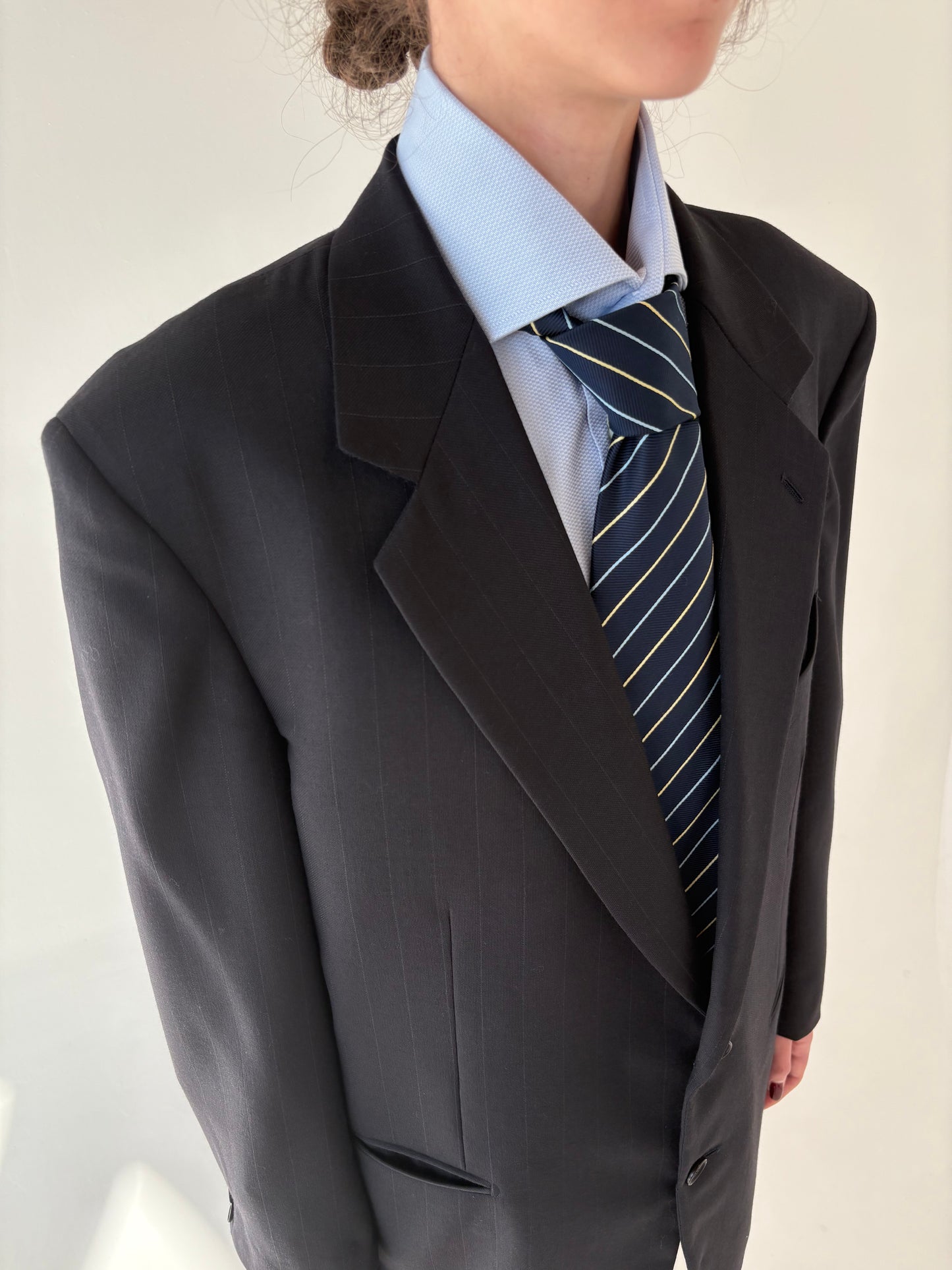 Sacou italian Navy blue din lana extrafina pura virgină