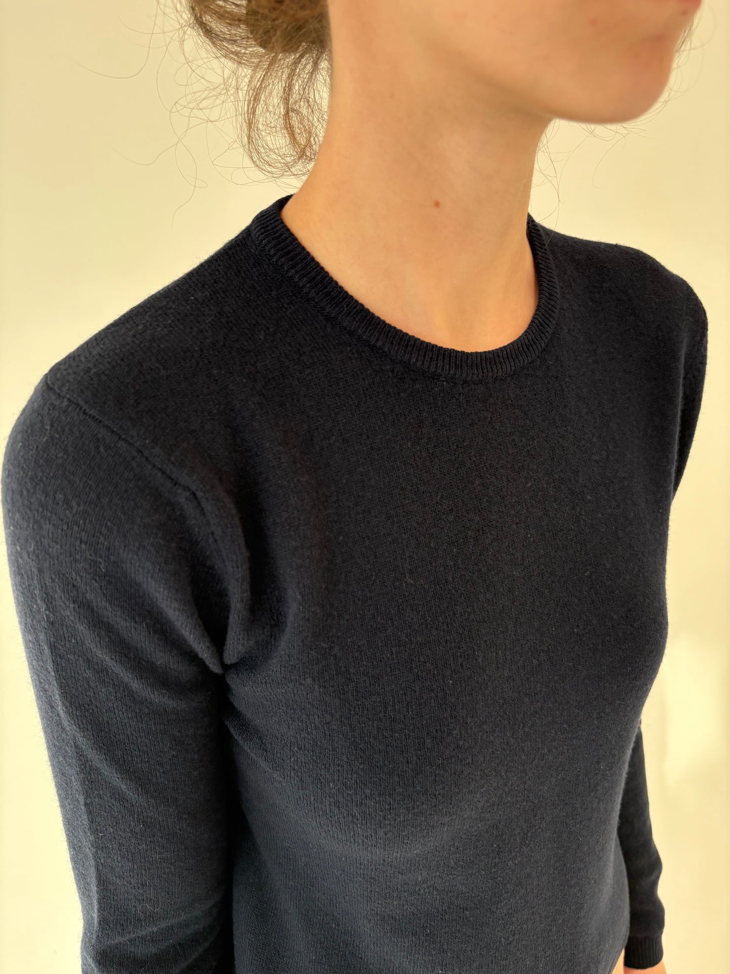 Pulover de lana extrafina Navy blue de gramaj mare