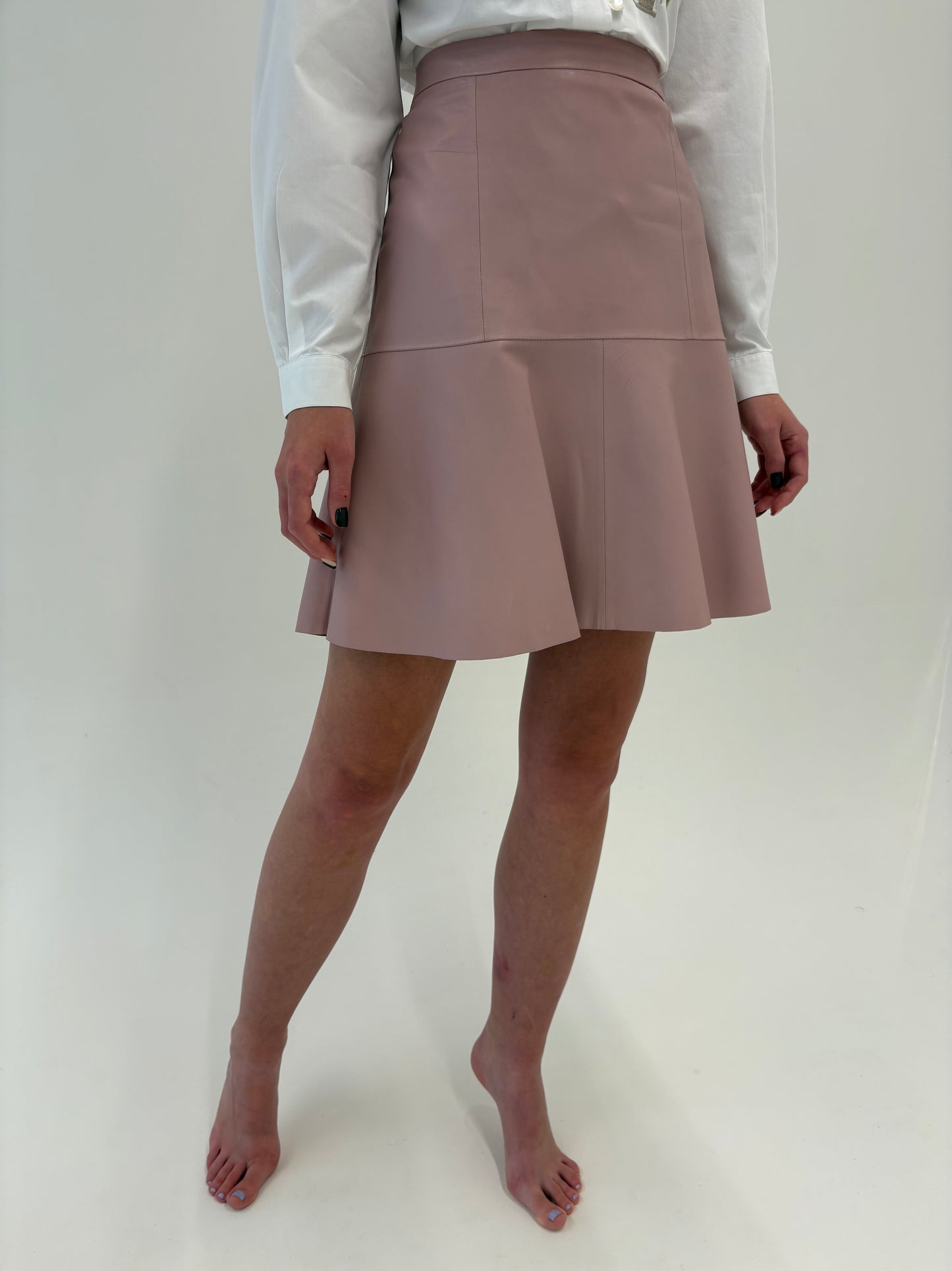 Fustă powder Pink din piele naturală extrem de moale