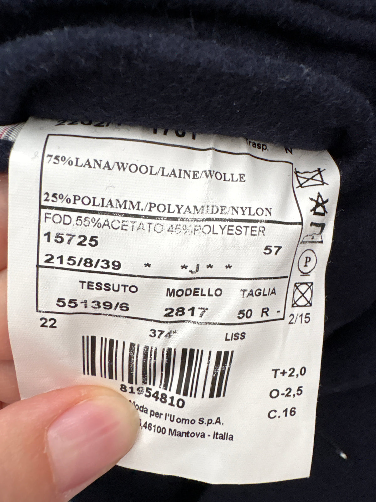 Sacou italian de brand luxury Luigi Bianchi Mantova Navy blue cu influențe casual