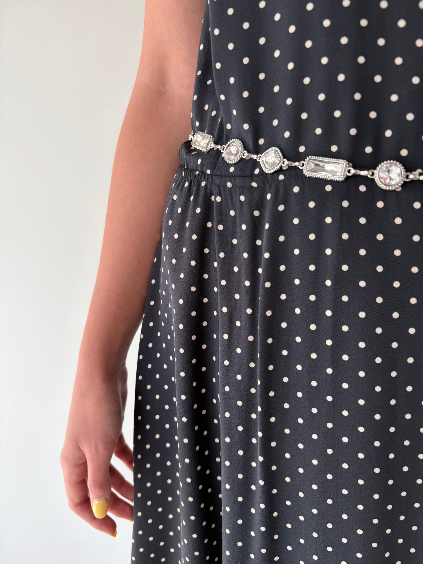 Rochie Maxi luxury Madeleine din mătase naturală cu buline de la zi la seară