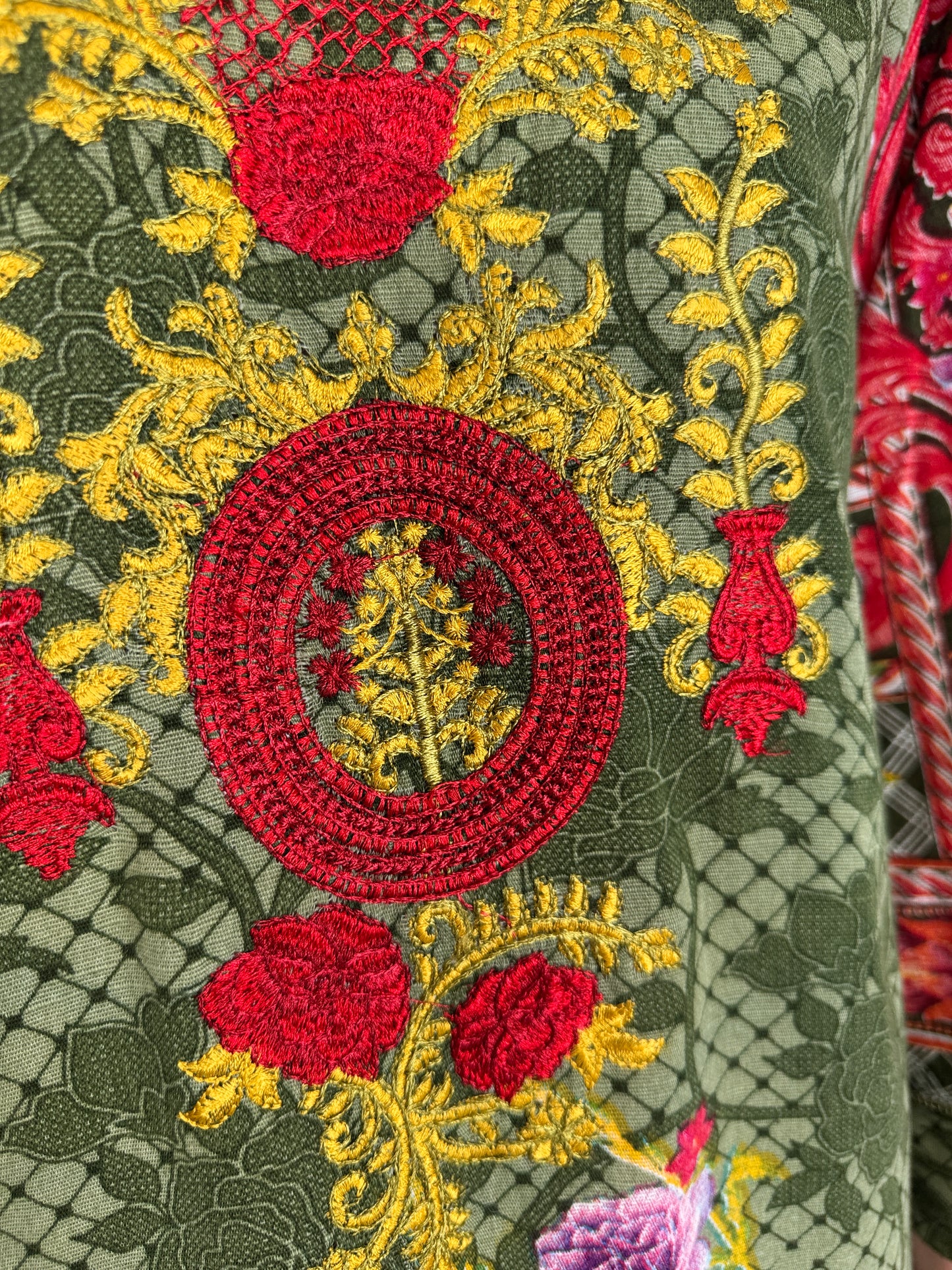Rochie vintage din pânză cu broderie și dantelă macrame