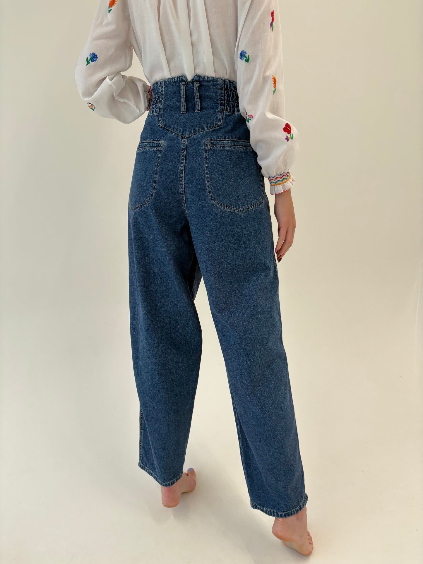 Jeans old vintage Barrel anii 80 cu talie ultra înaltă