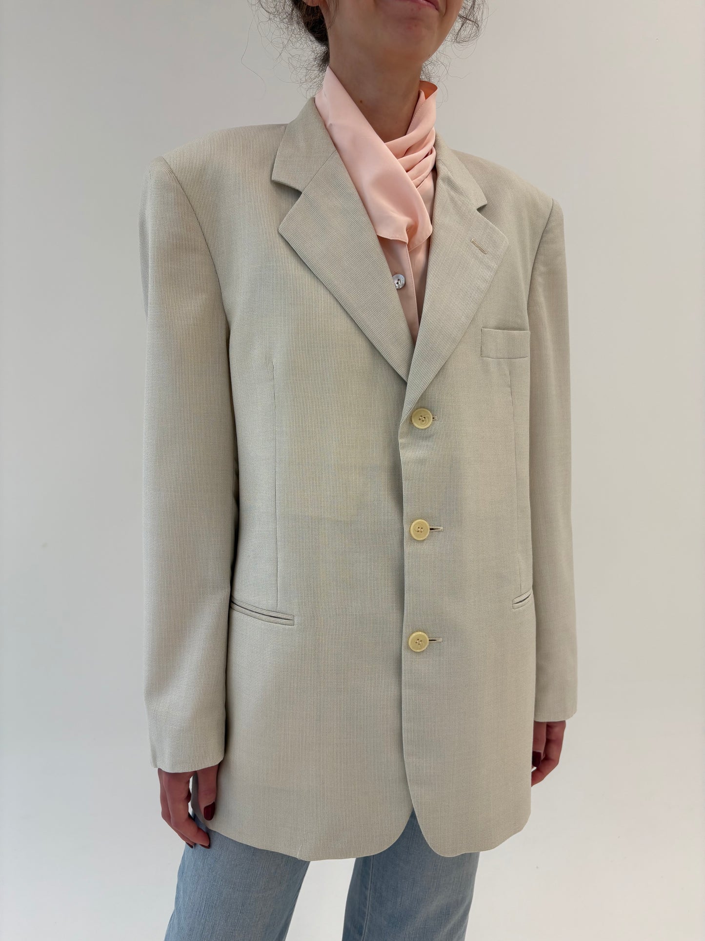Sacou ultra premium italian off white silver gray din cea mai fină lana