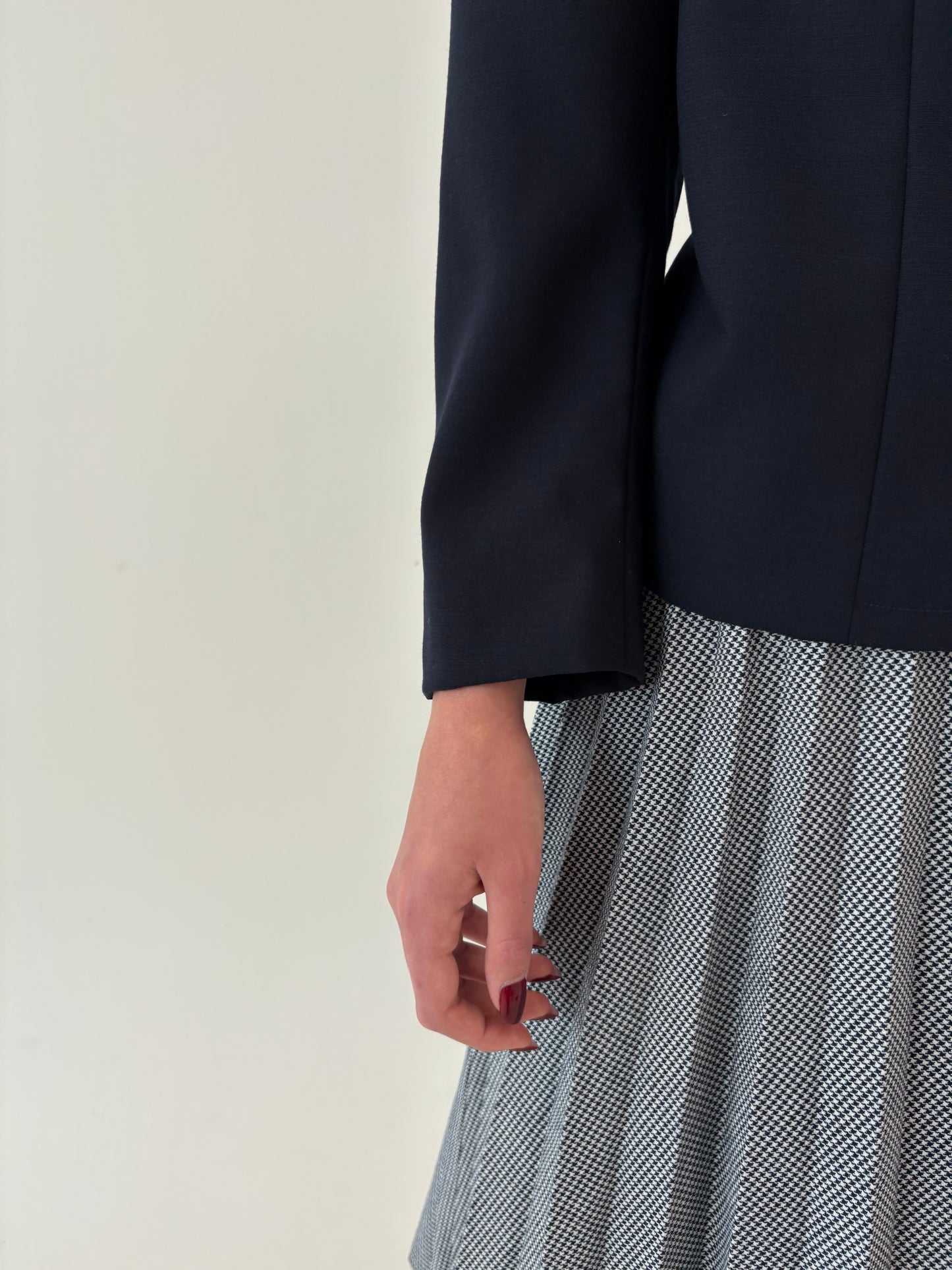 Sacou vintage petite Navy în stil Chanel din lana extrafina