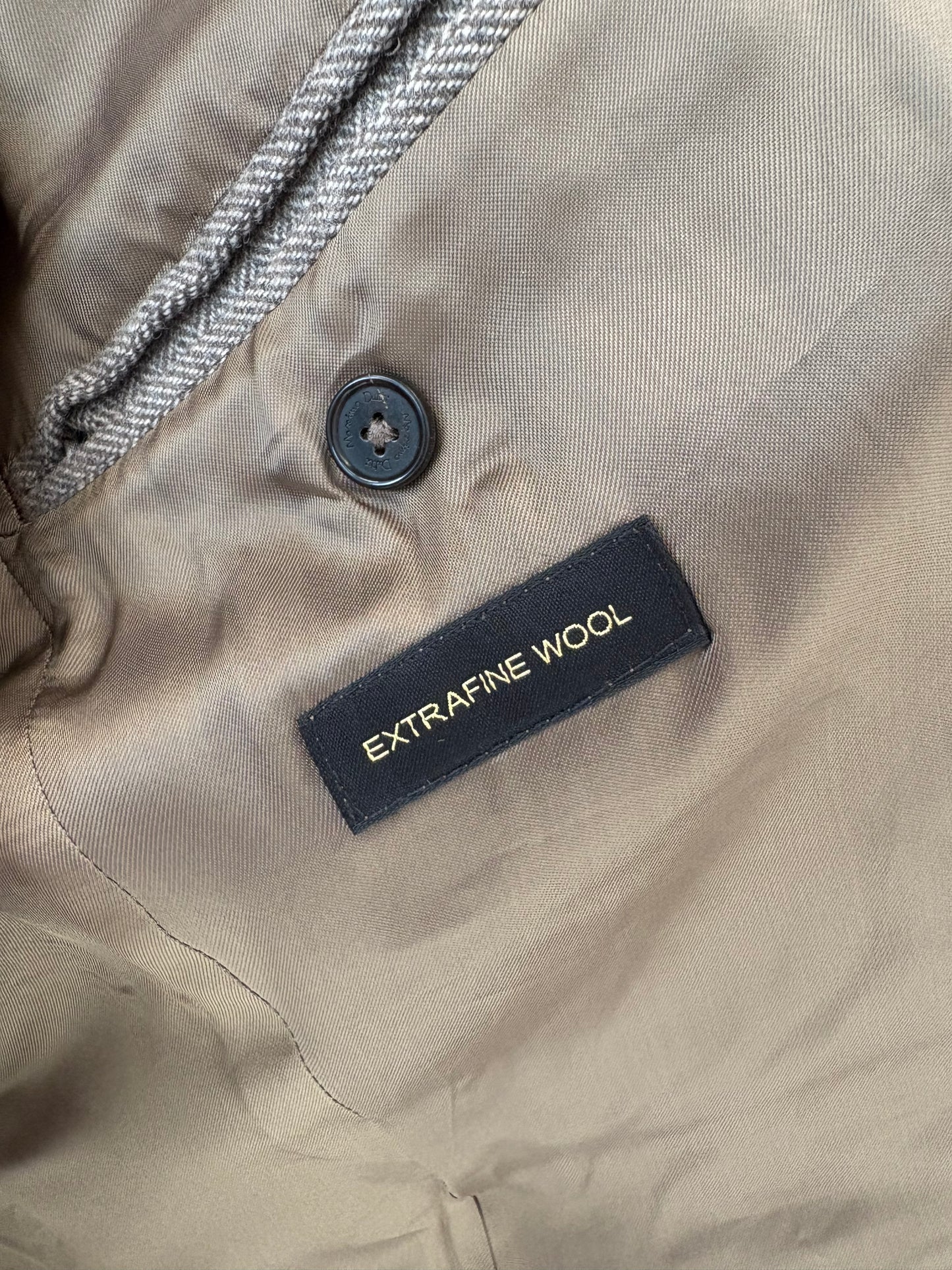 Sacou din stofă de lana Chevron plină extrafina camel și warm gray