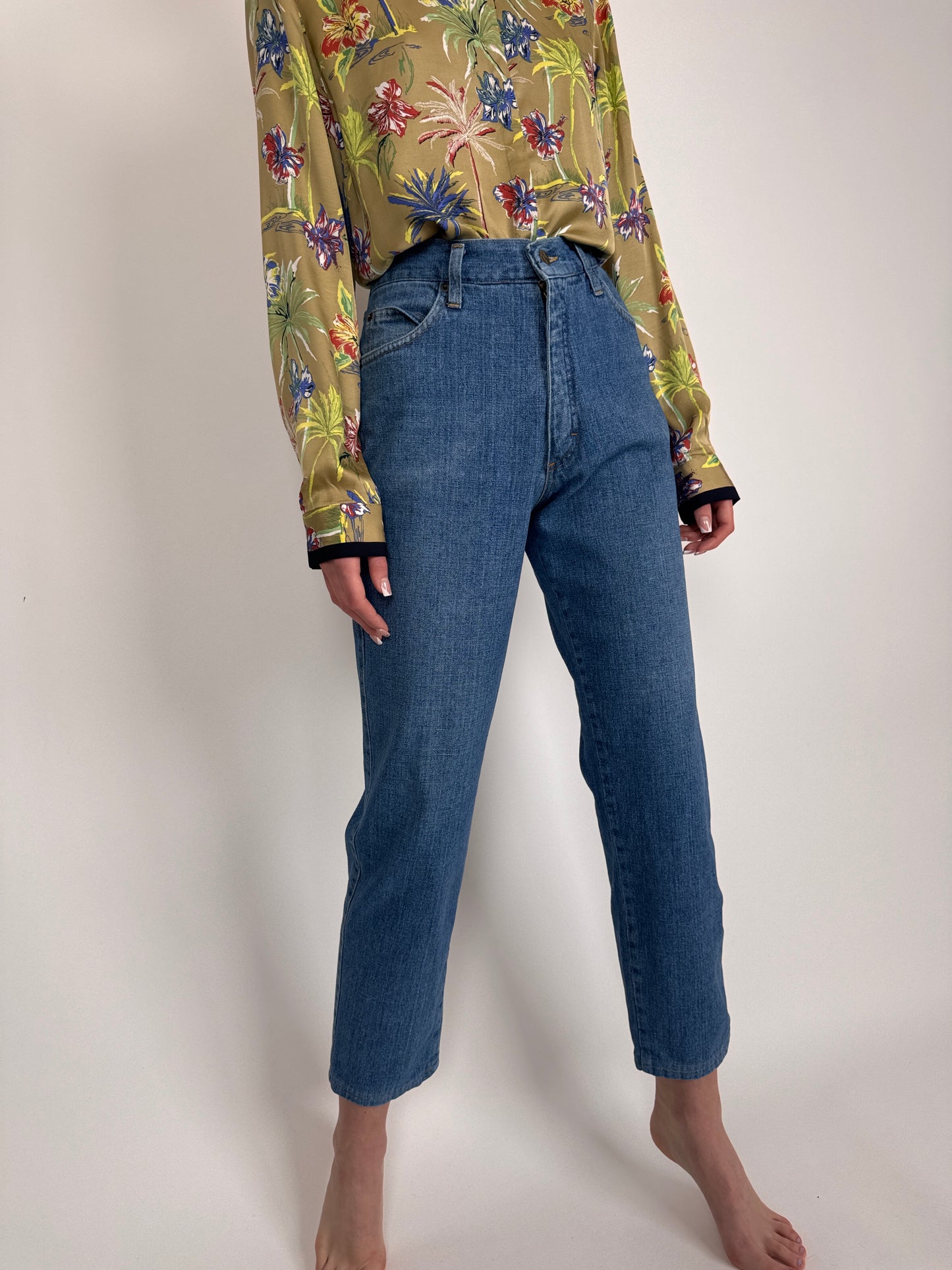 Jeanși vintage premium cu talie înaltă classic wash and fit
