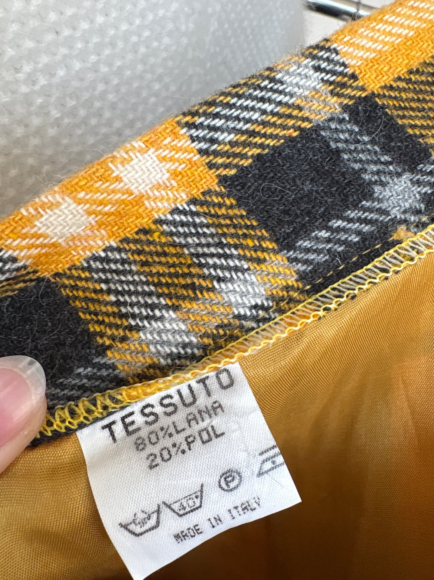 Fustă conică cu talie ultra înaltă marcată din Tartan de lana