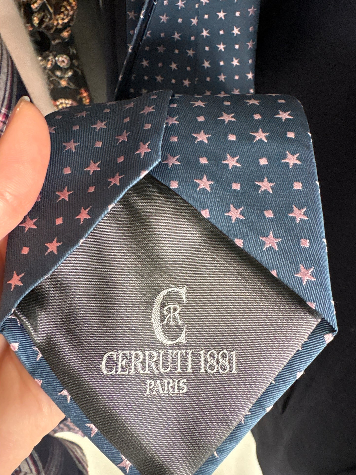 Cravata luxury Cerutti cu steluțe powder Pink din mătase naturală