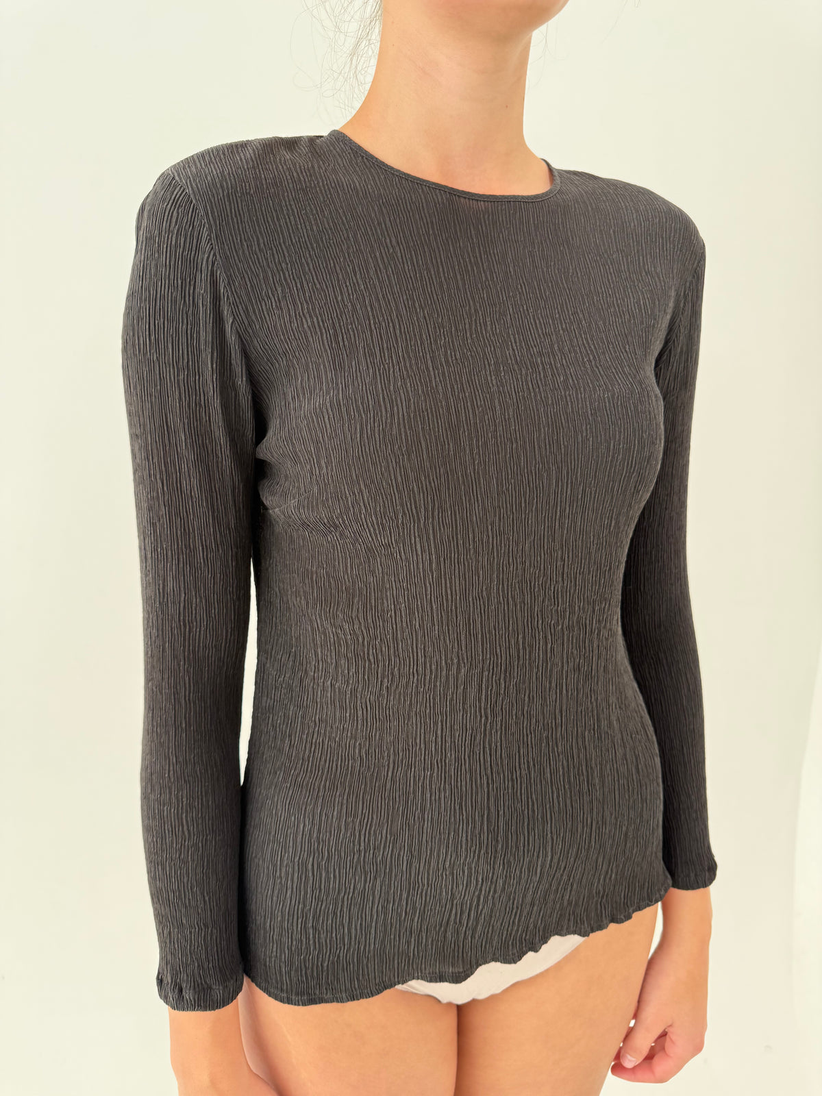 Bluză vintage în stil Issey Miyake pleats please din mătase naturală mată