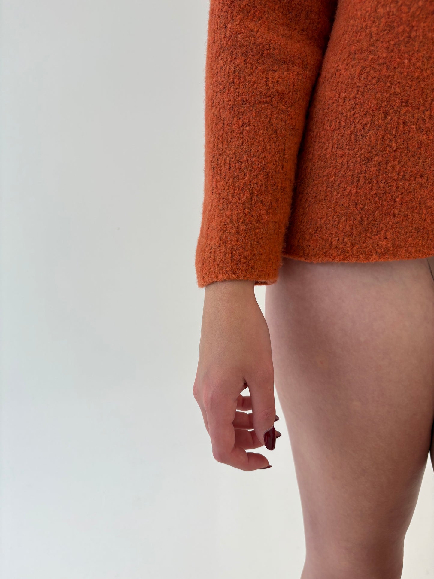 Pulover burnt orange din lana merino extrafina de gramaj mare