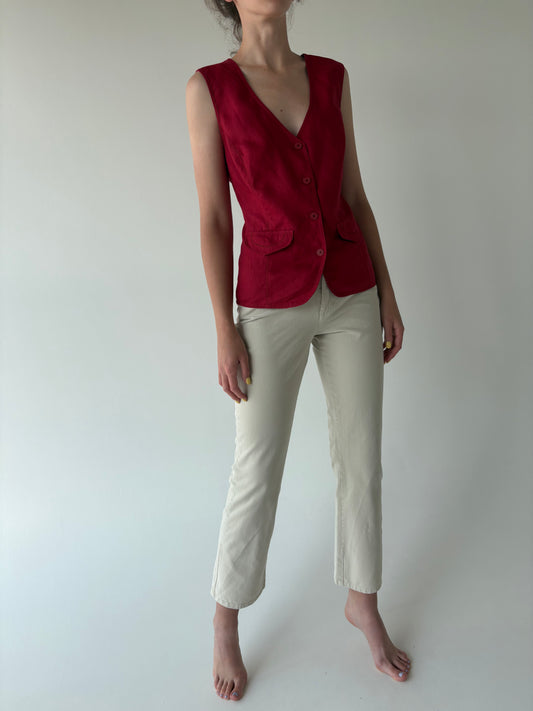 Jeans vintage moale de vară modelator light beige cu talie înaltă