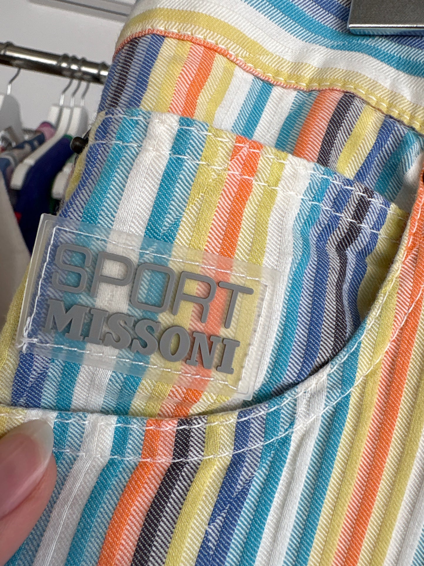Pantaloni Missoni tall în dungi din bumbac excepțional de vară moale