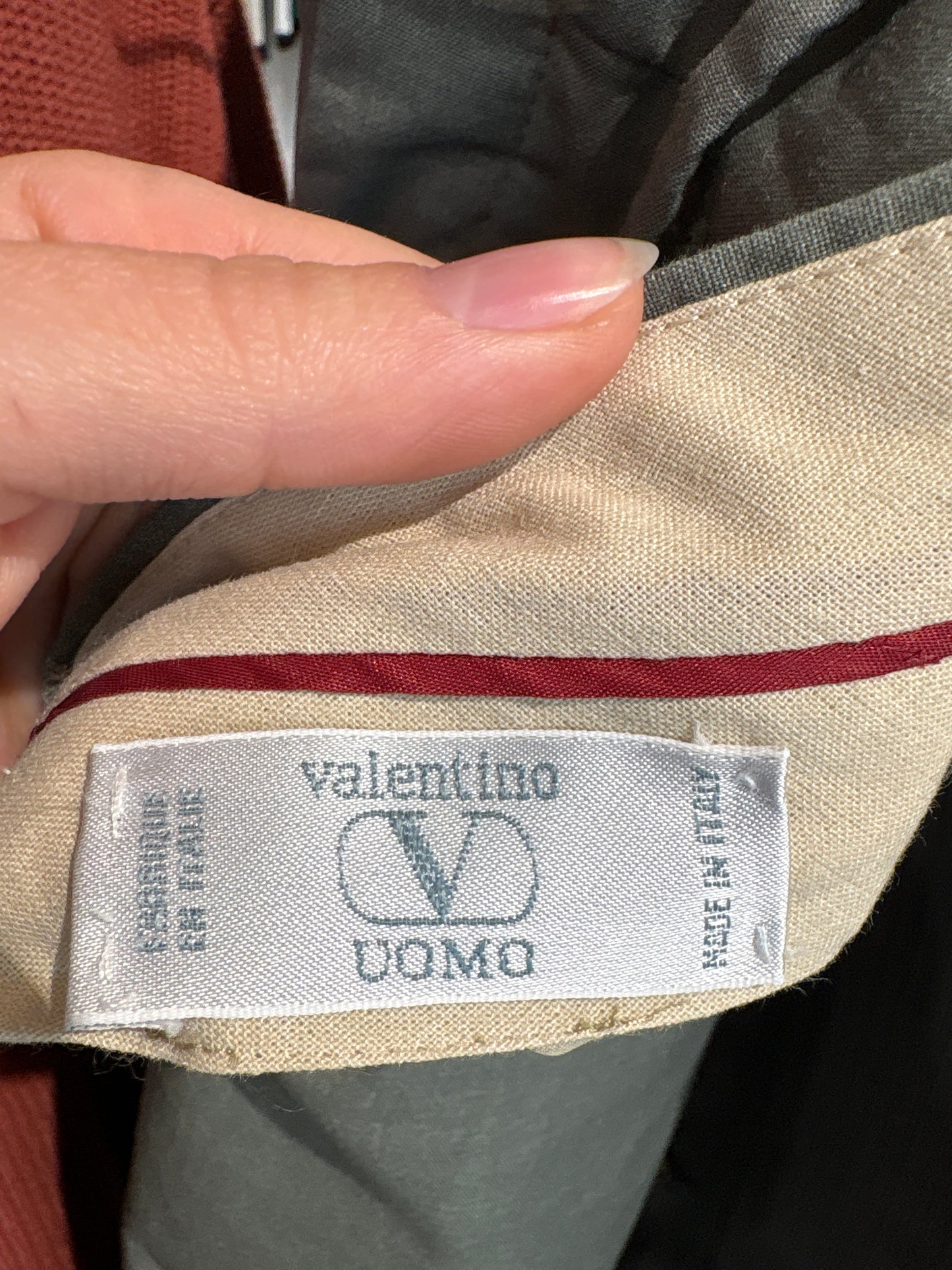 Pantaloni vintage Valentino cu pense din lana extrafina Sage green