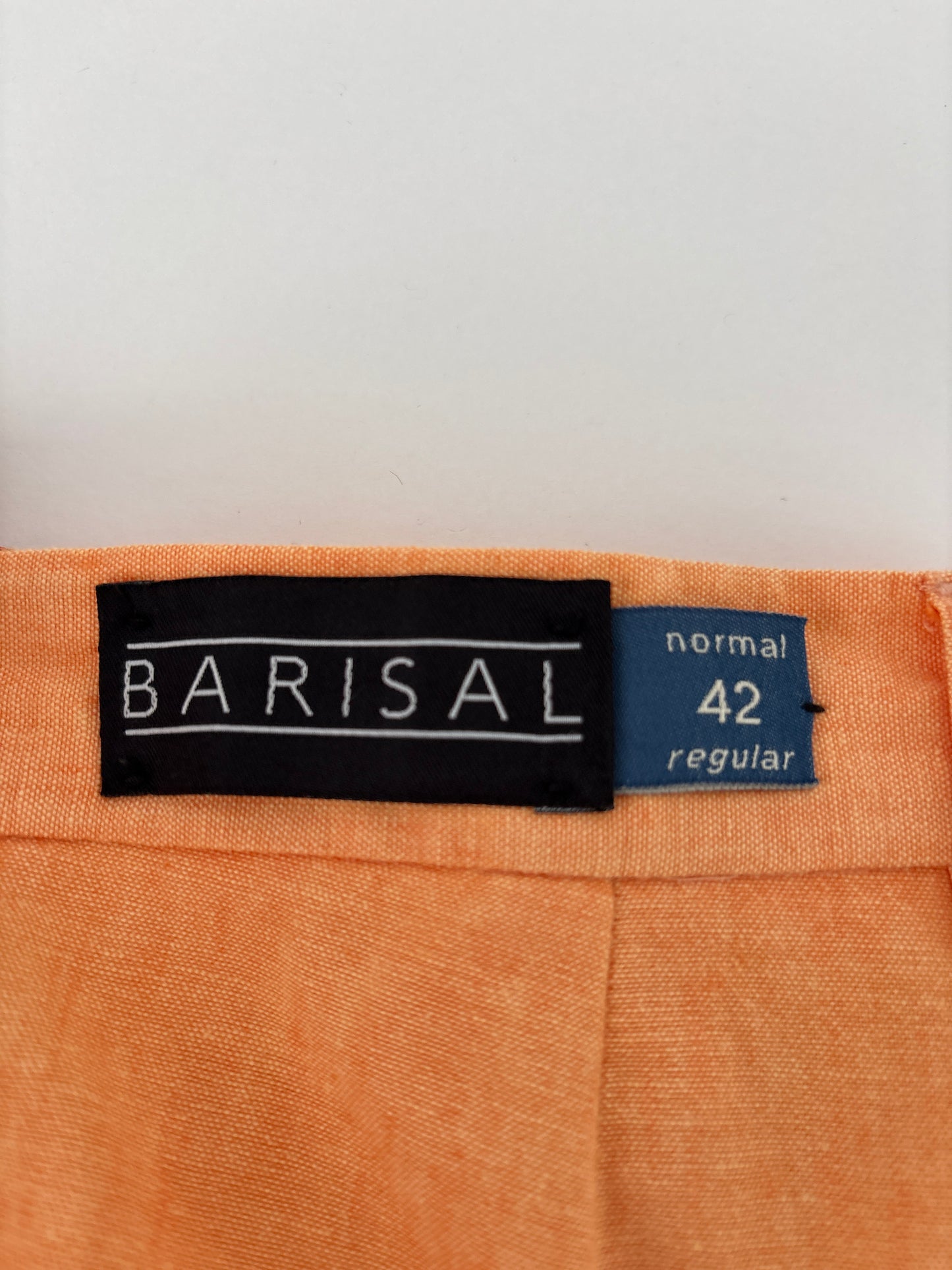 Pantaloni petite clasici powder orange din pânză de in și bumbac