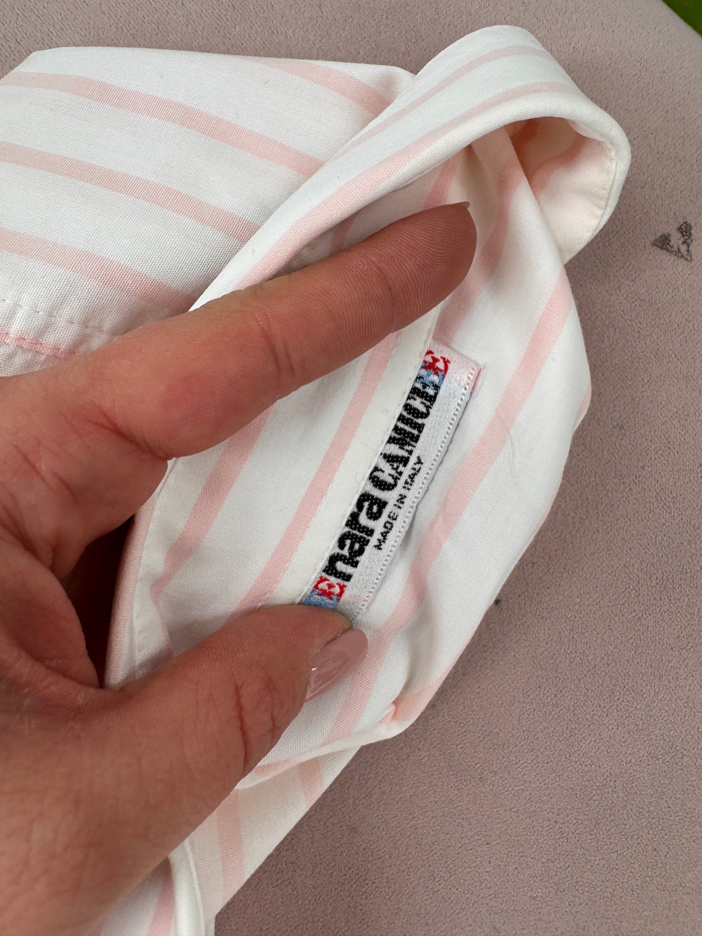 Cămașa premium Nara Camicie cu dungi fină baby pink