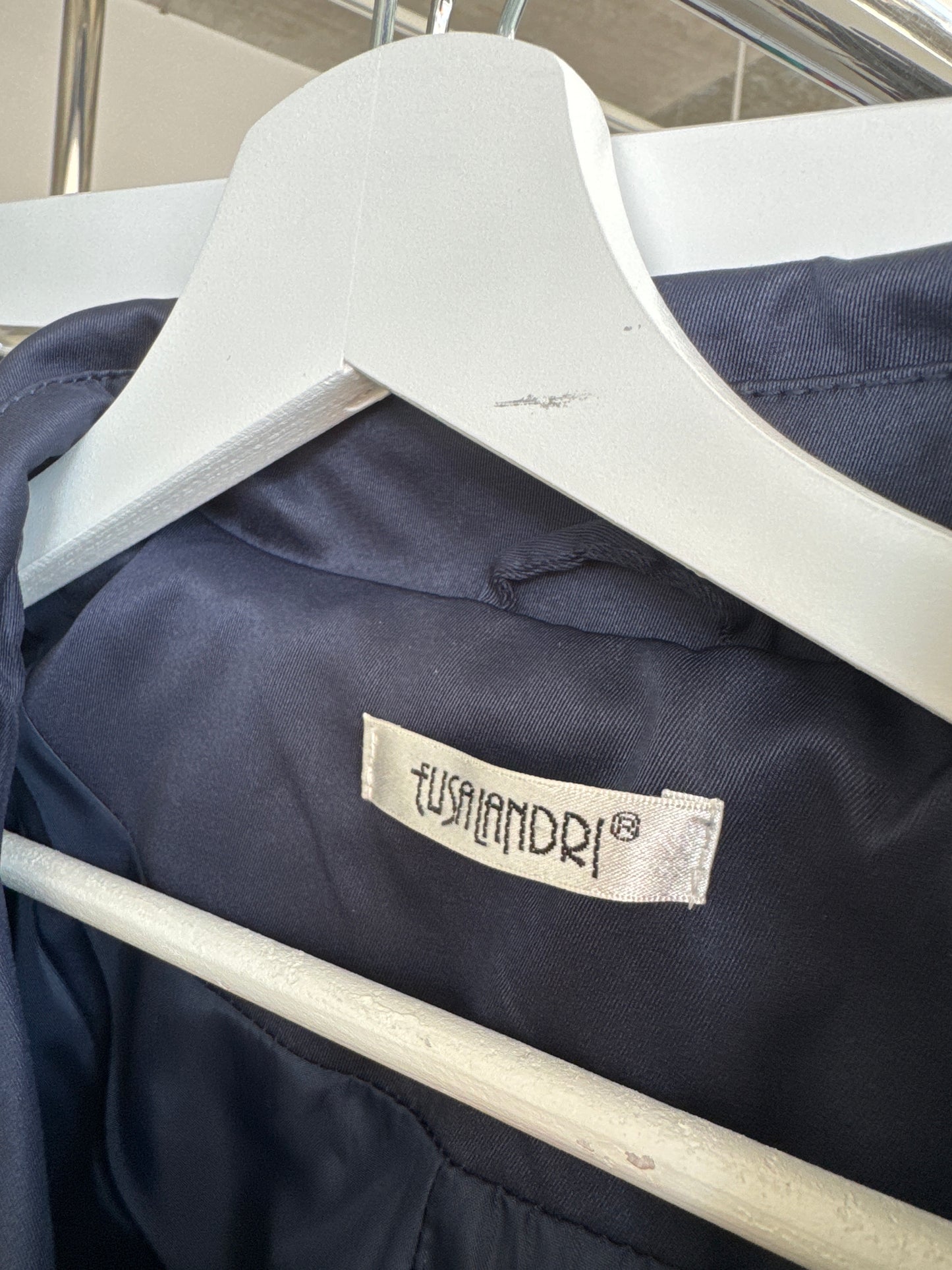 Trench premium impermeabil italian Navy cu talie marcată reglabilă