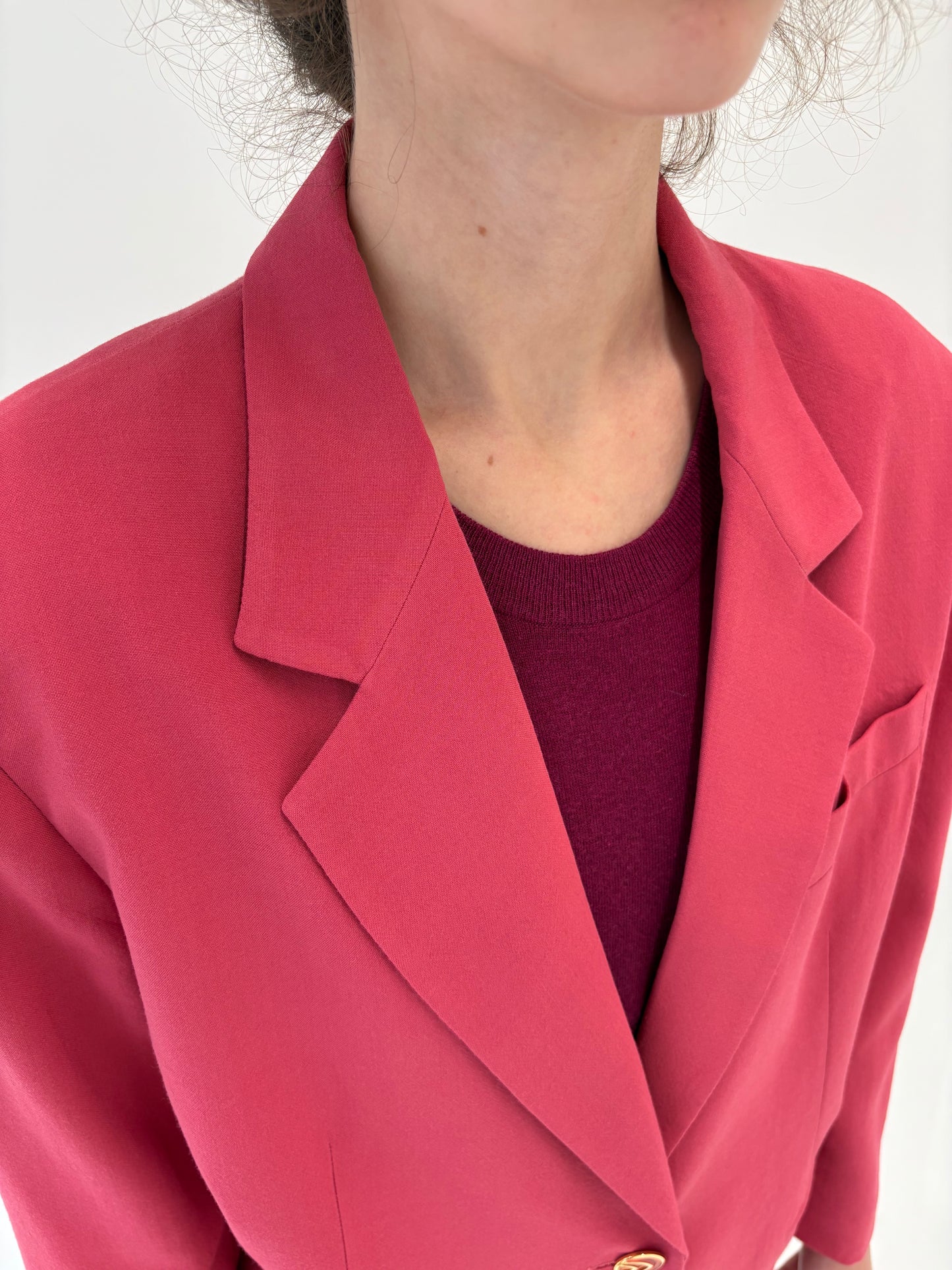 Sacou vintage petite rouge pink din lana extrafina