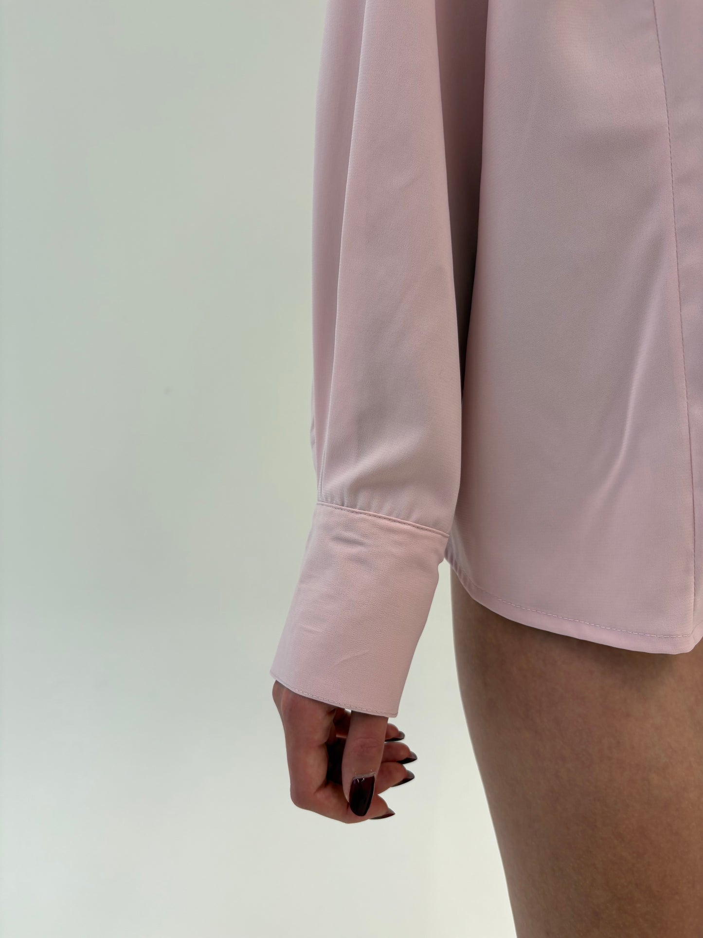 Cămașa vintage cu eșarfă detașabilă powder pink