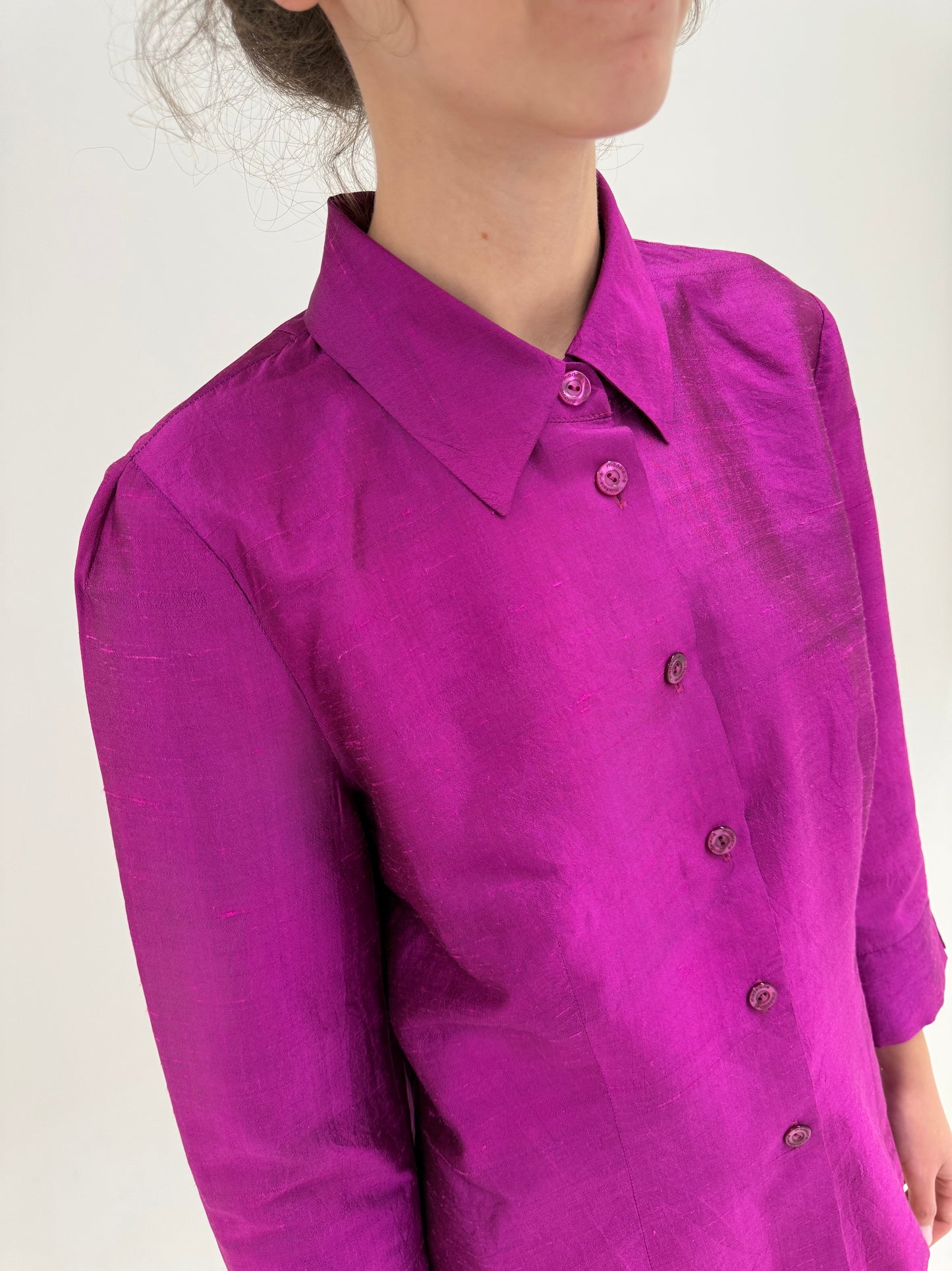 Cămașa luxury Madeleine din shantung de mătase naturală