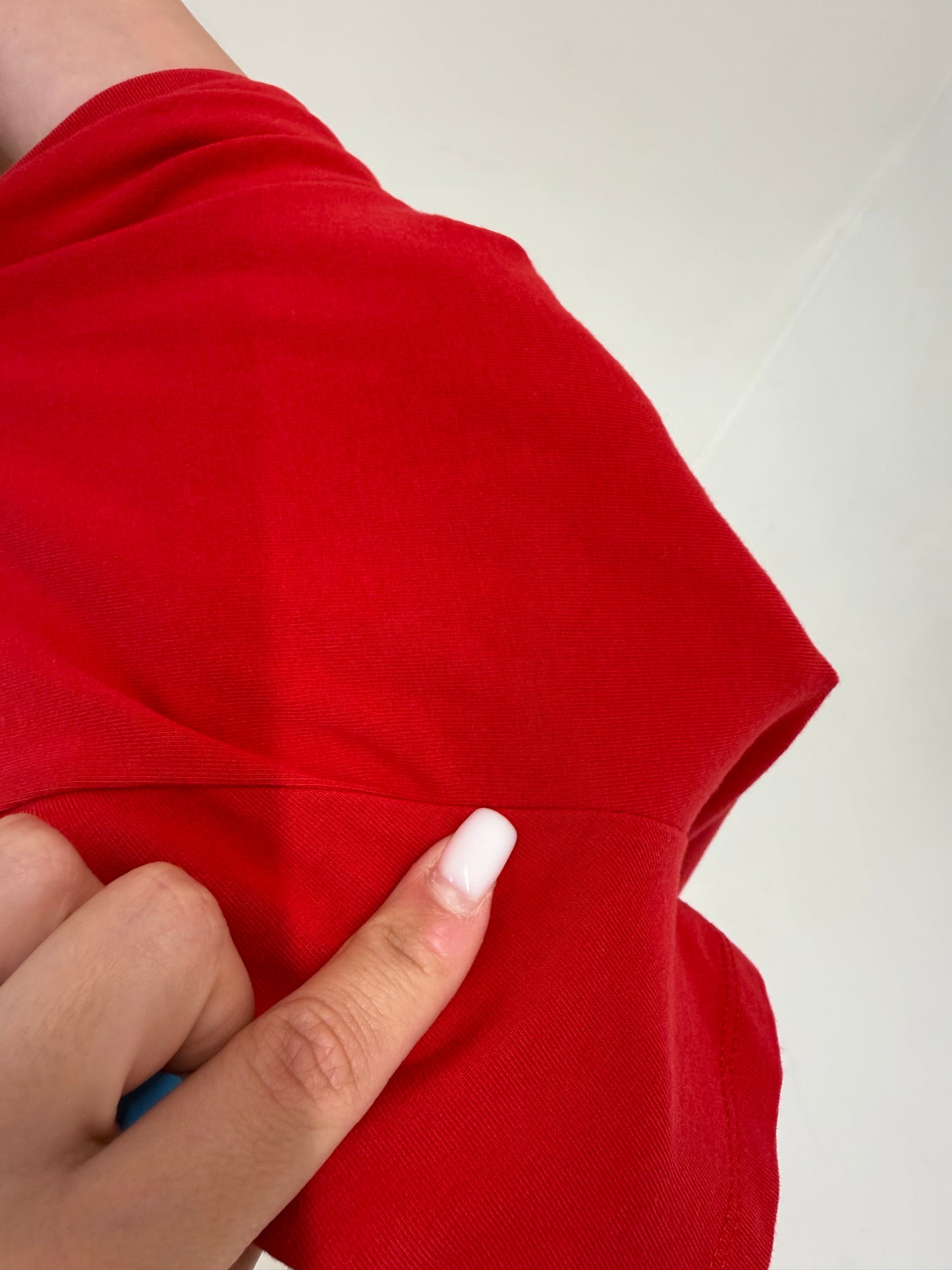 Top Max Mara cherry red cu aplicații manuale din bumbac premium