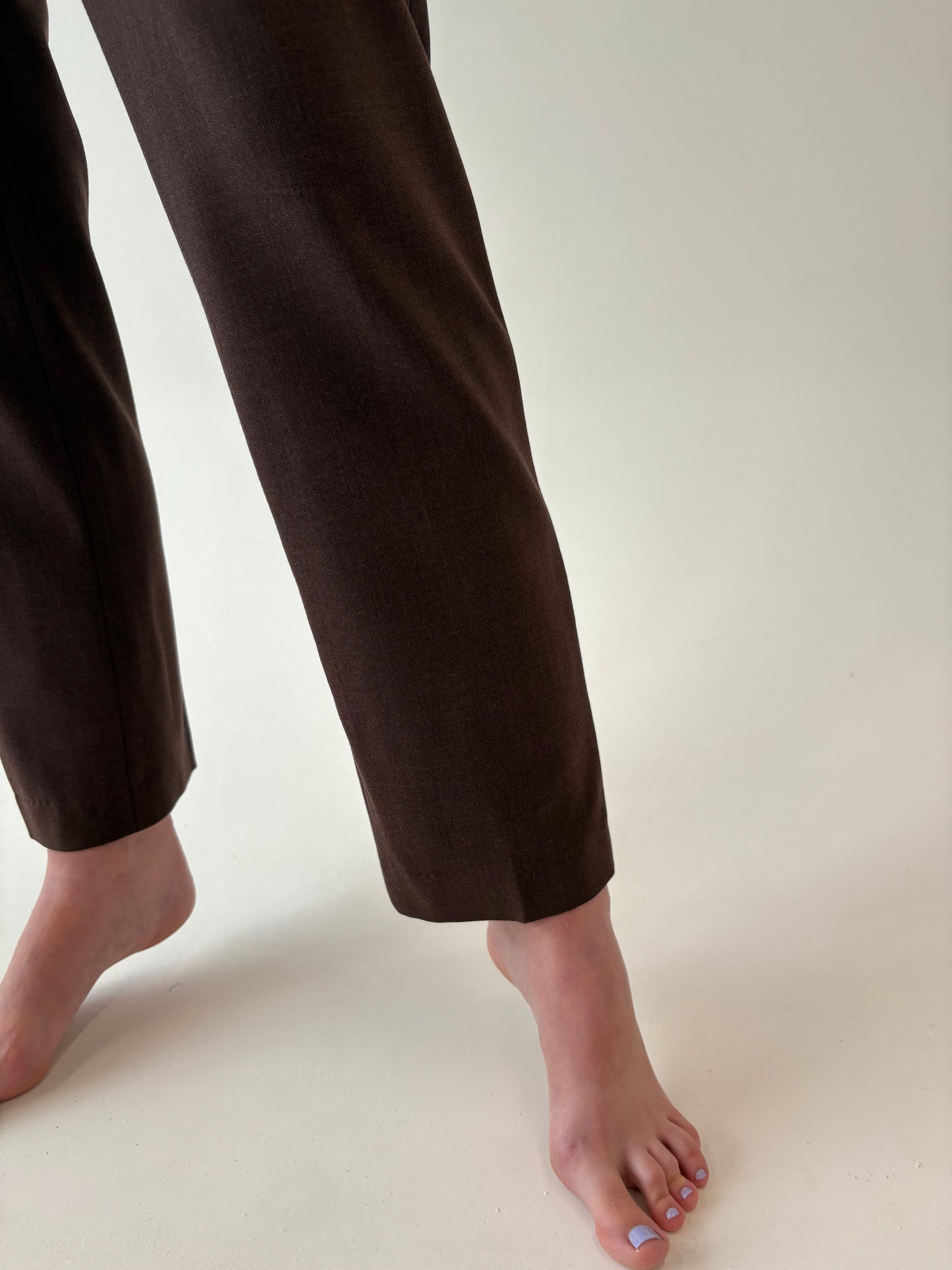 Pantaloni luxury Luisa Spagnioli din lana extrafina strech chocolate brown