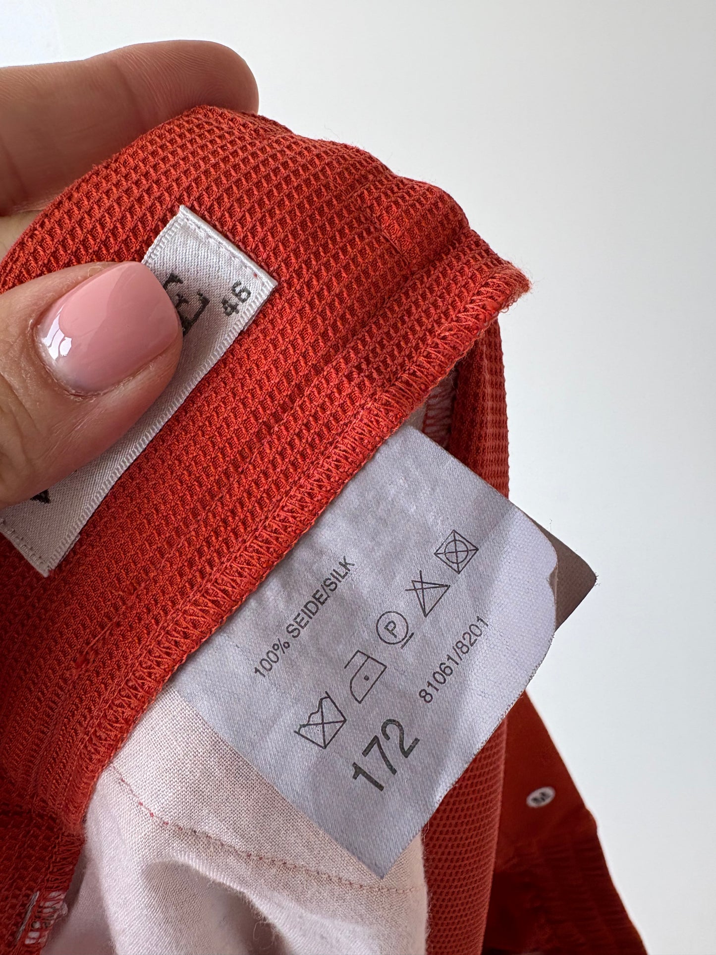 Pantaloni din mătase naturală texturată cu talie ultra înaltă