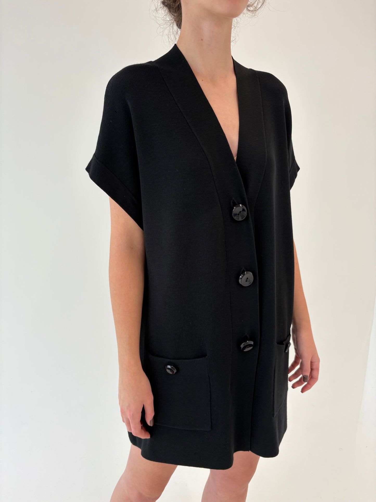 Rochie neagră / Vestă lungă de brand luxury Plus size Elena Miro