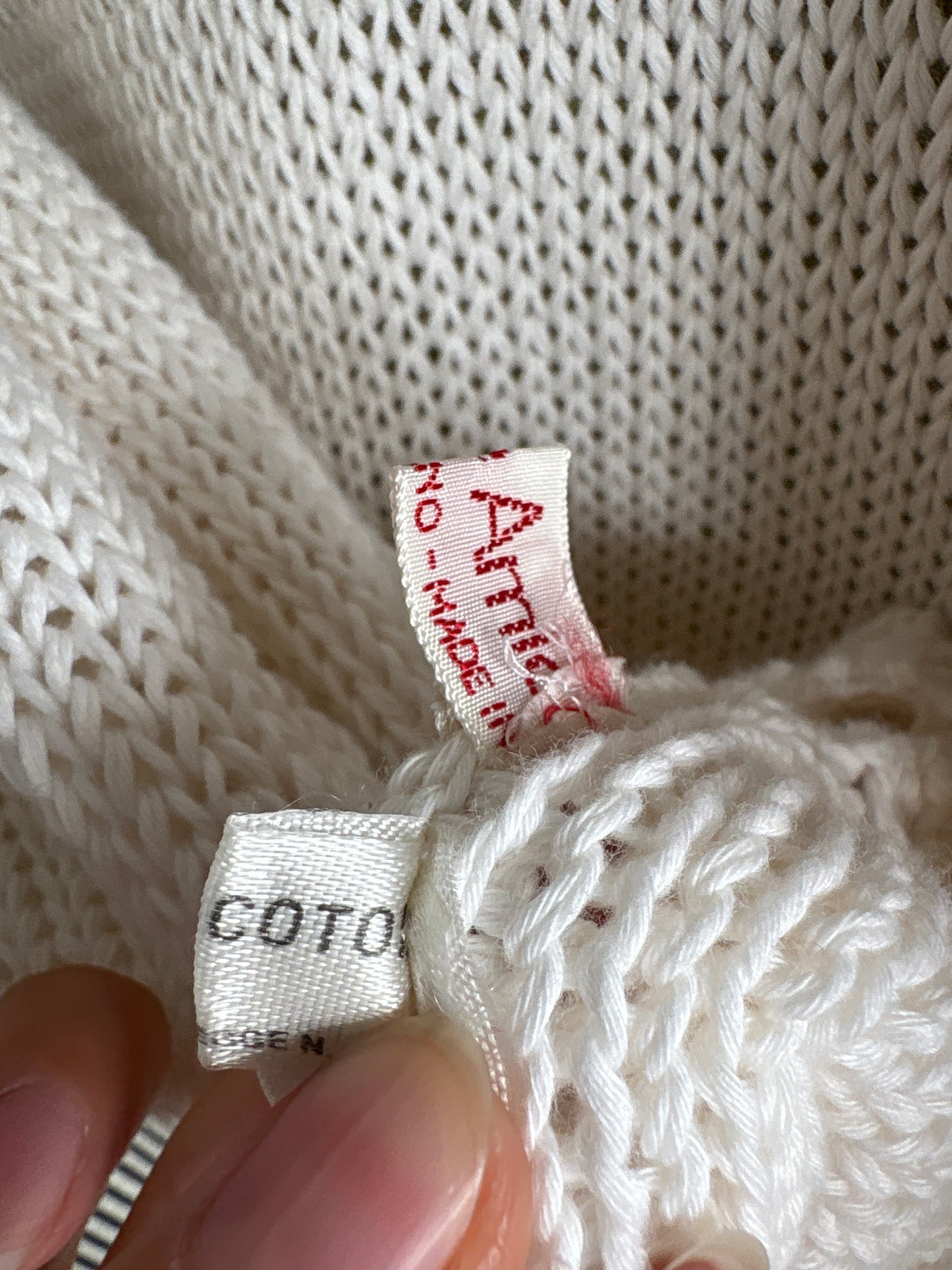 Top vintage super premium italian petrecut din bumbac off white