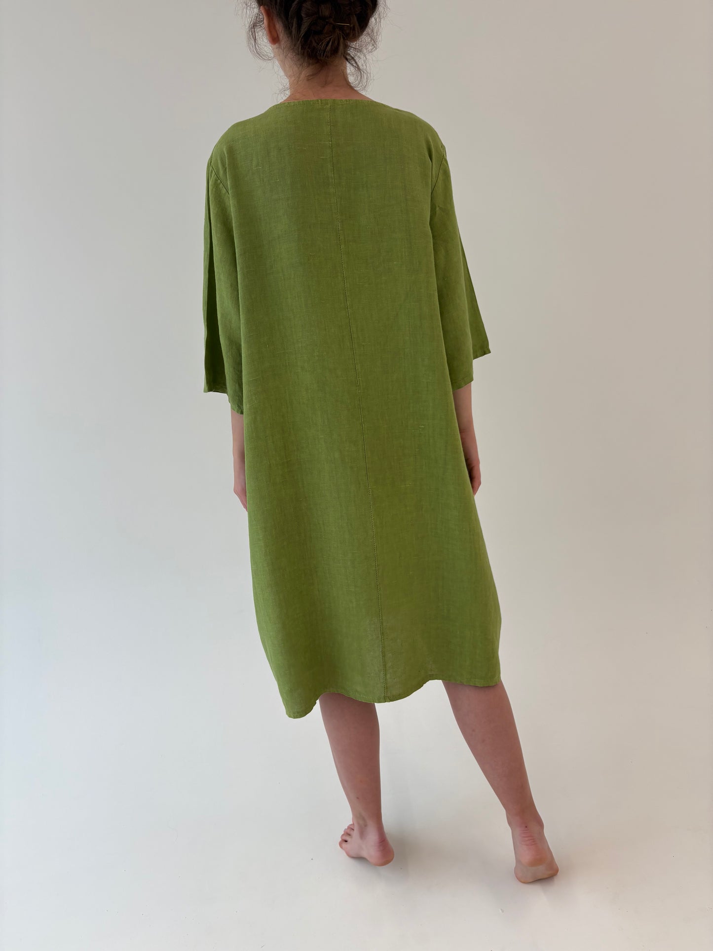 Rochie seaweed green italiană din în premium în croi minimalist