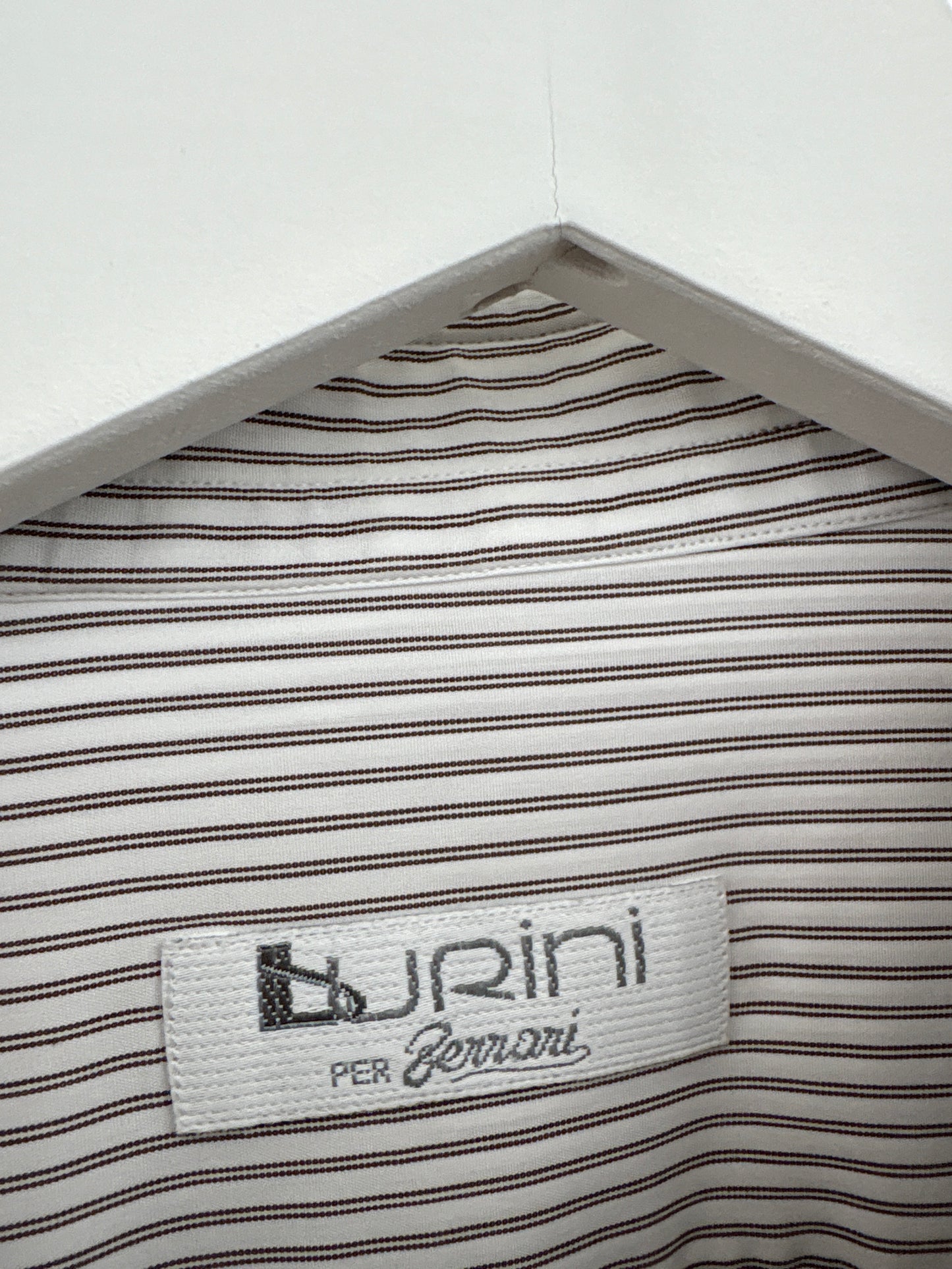 Cămașa luxury Burini italiană cu dungi chocolate brown