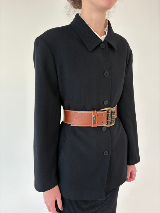 Jacheta petite neagră de brand luxury Krizia din lana extrem de fină