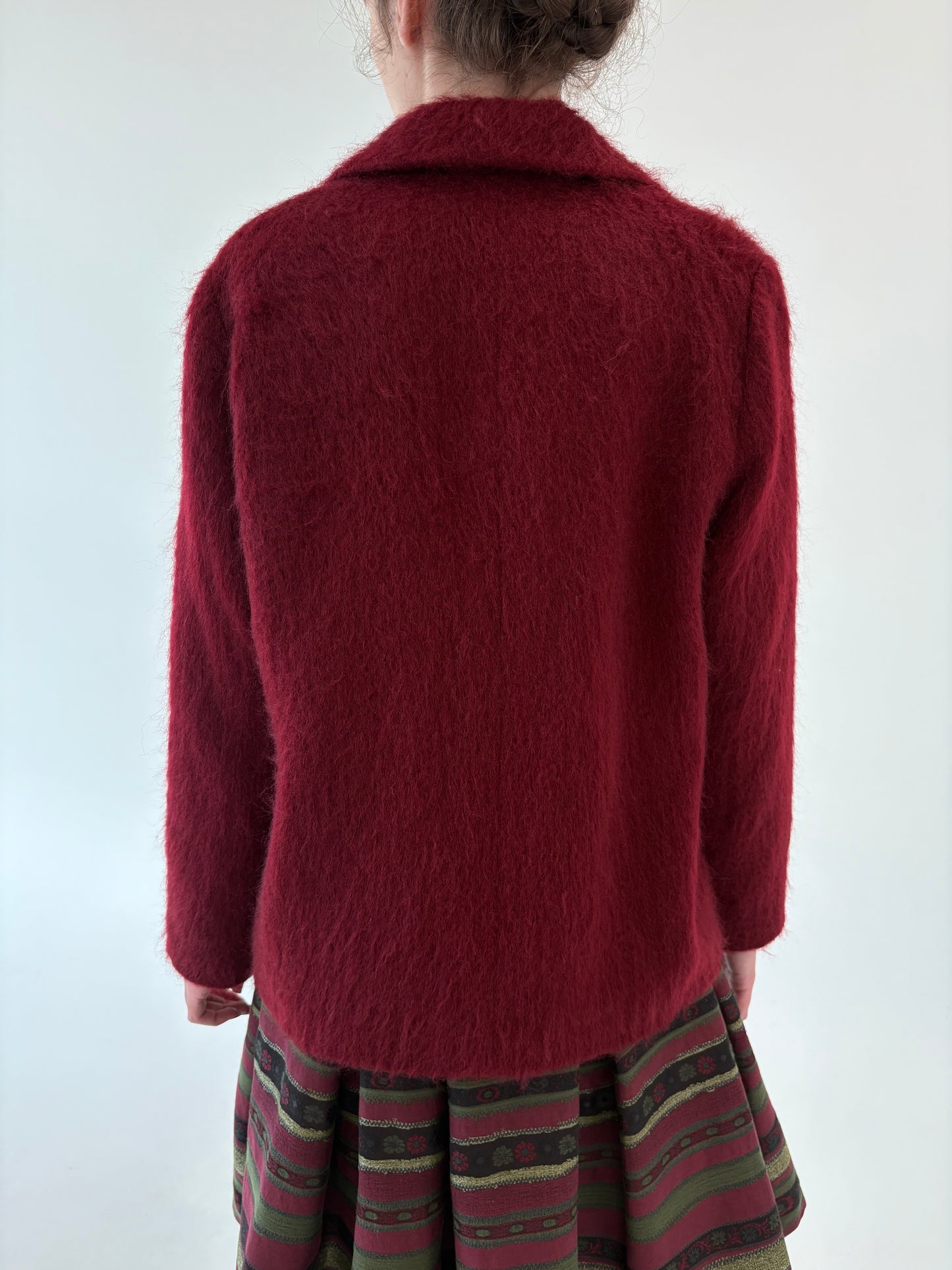 Sacou luxury burgundy din stofă plină de lana cu mohair
