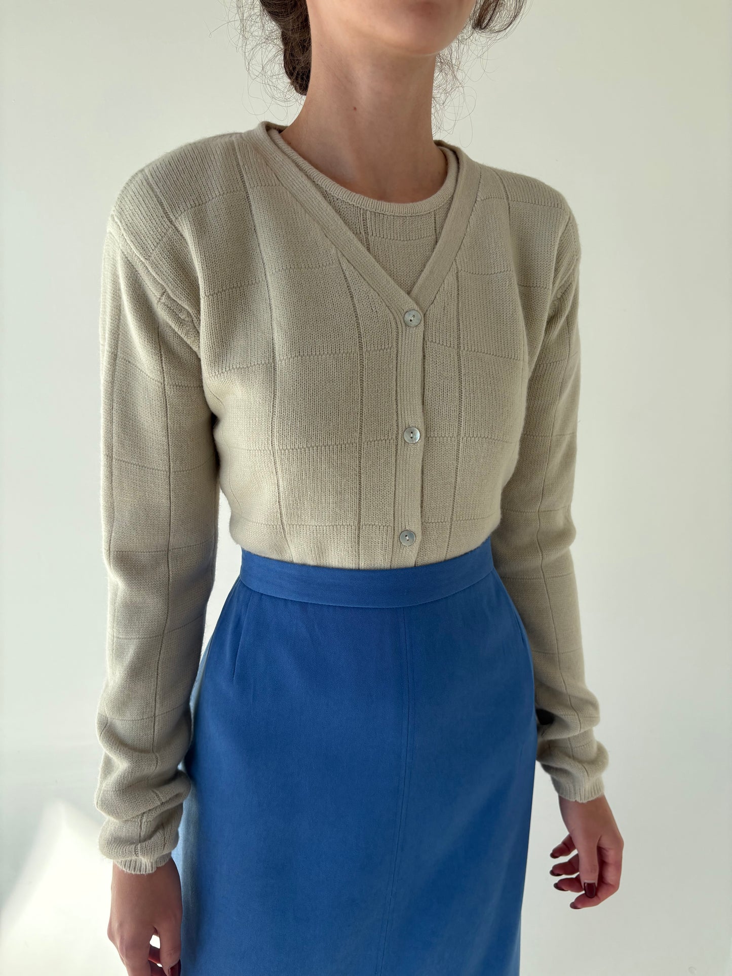 Set light nude italian excepțional din mix de lana extrafina multiply