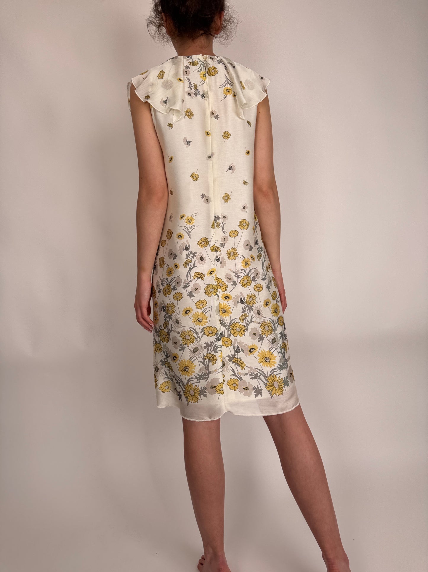 Rochie perlata butter white cu print floral delicat
