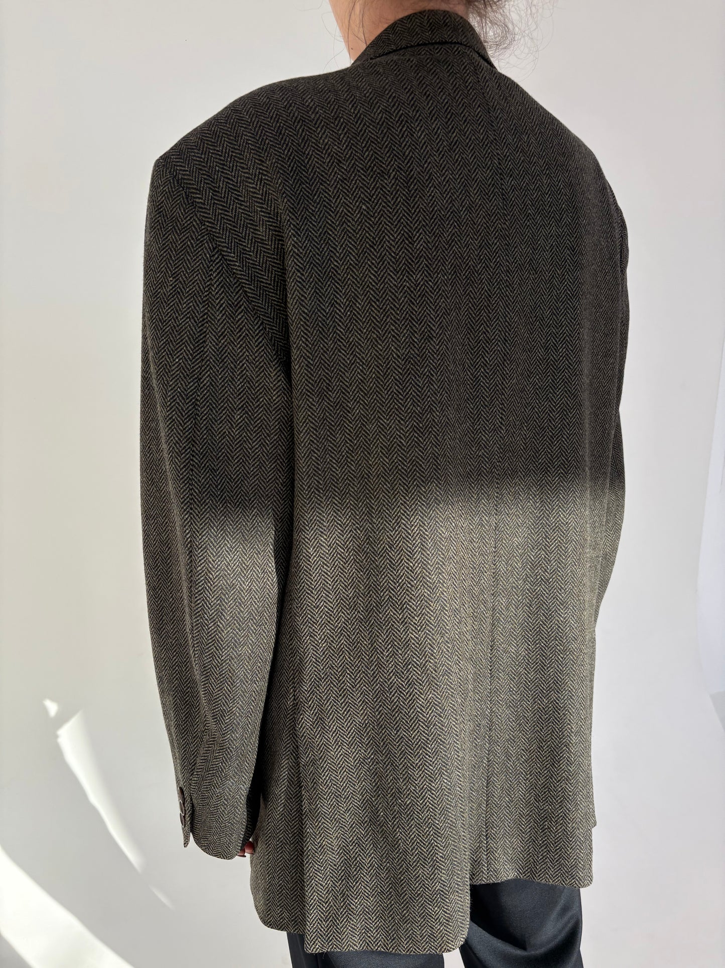 Sacou Italian din tweed chevron din cașmir și lana extrafina