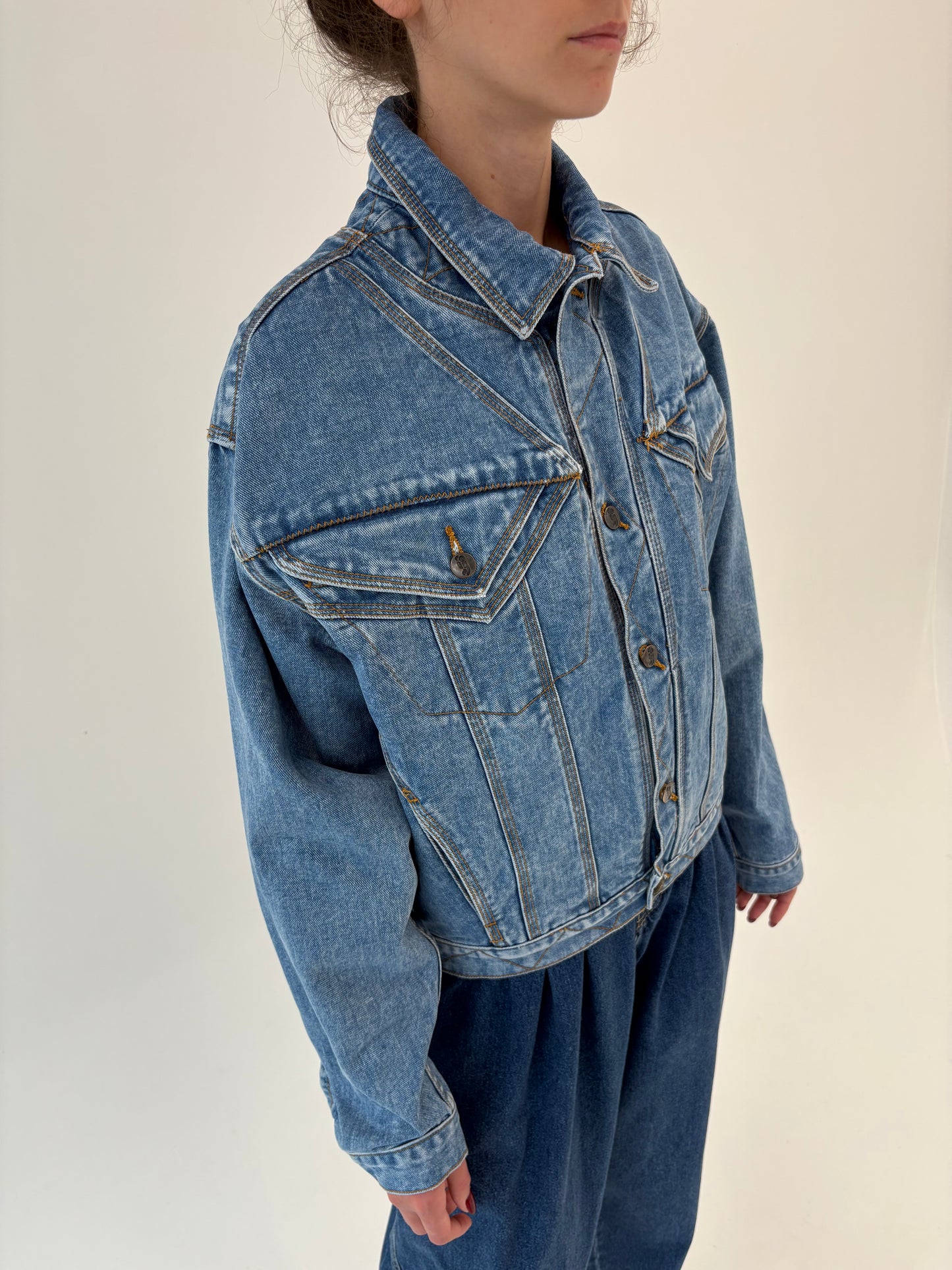 Geacă old vintage din jeans structurat anii 80