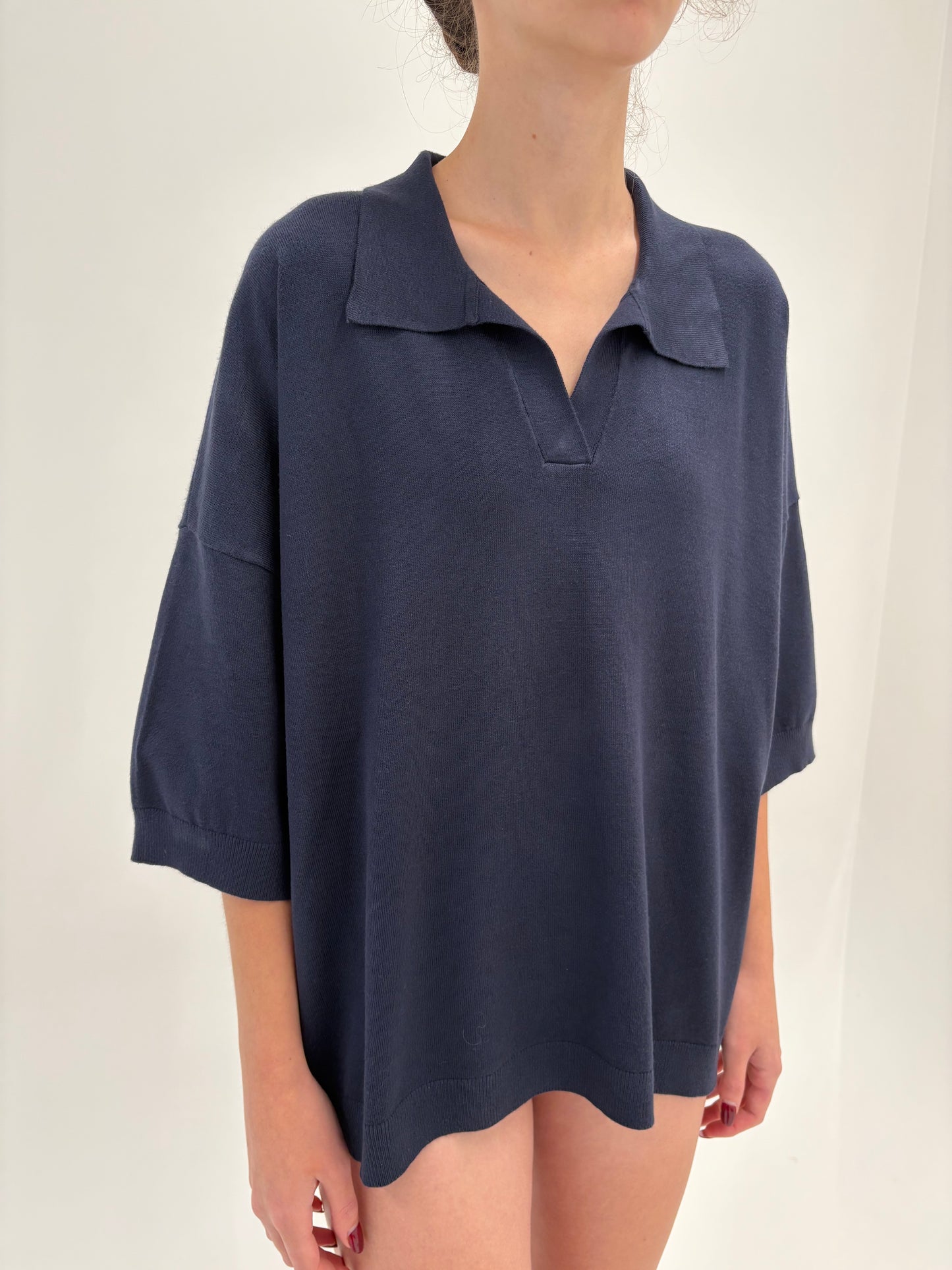 Top polo plus size Navy blue