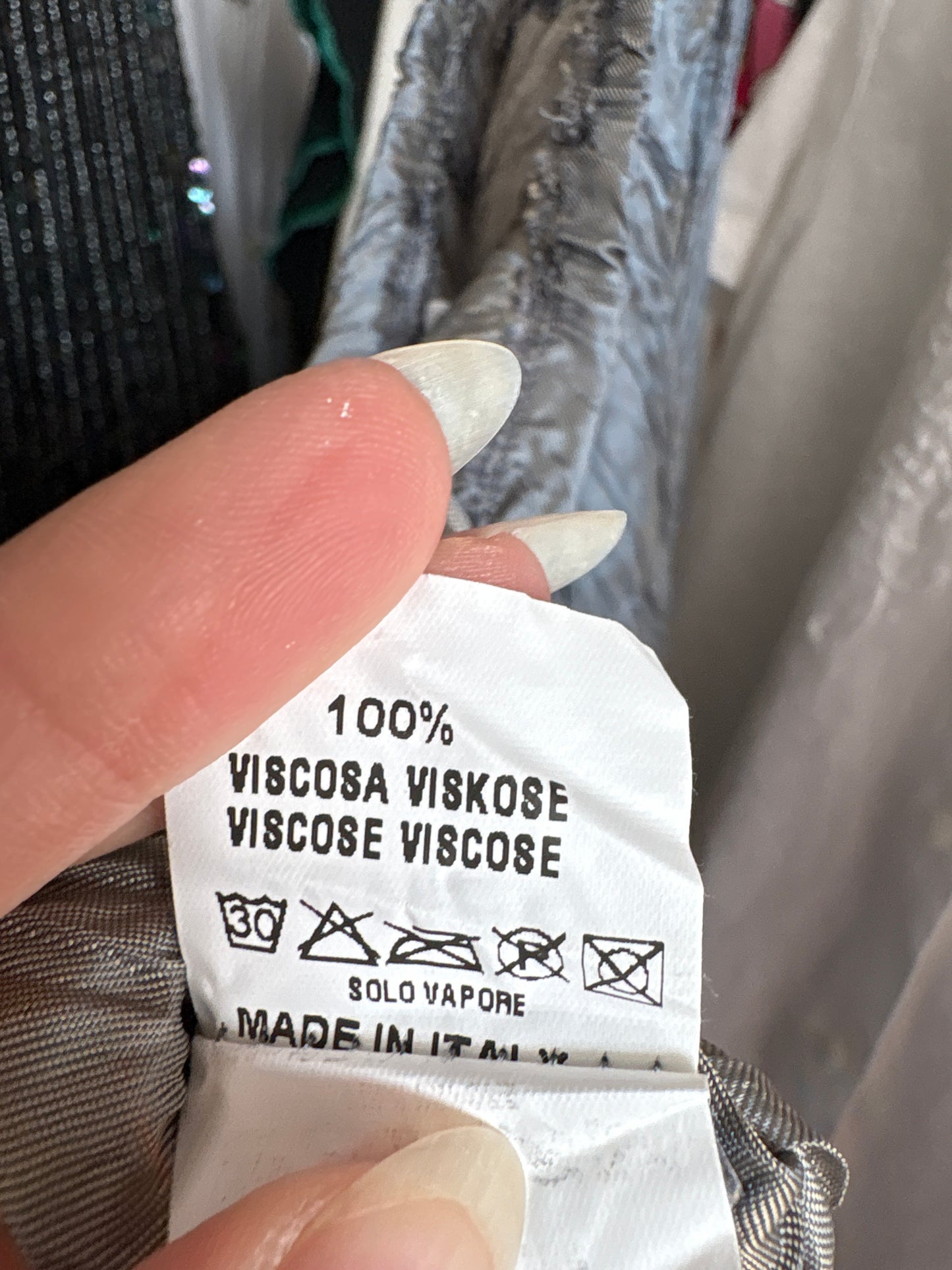 Fustă perlata maxi no iron steel blue cu talie ultra înaltă elastică de la zi la seară