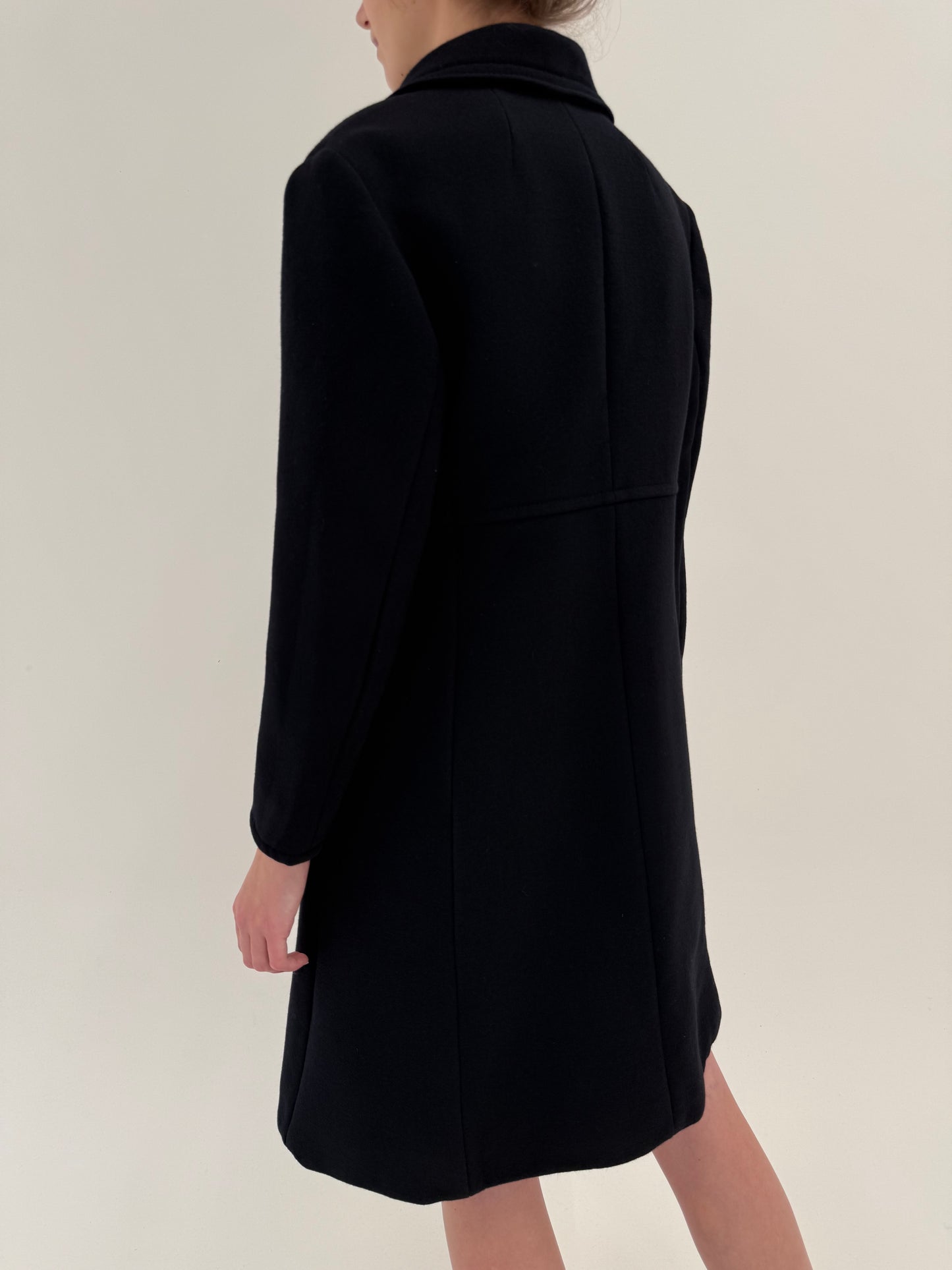 Palton old vintage de colecție anii 50 din melton fin de lana negru