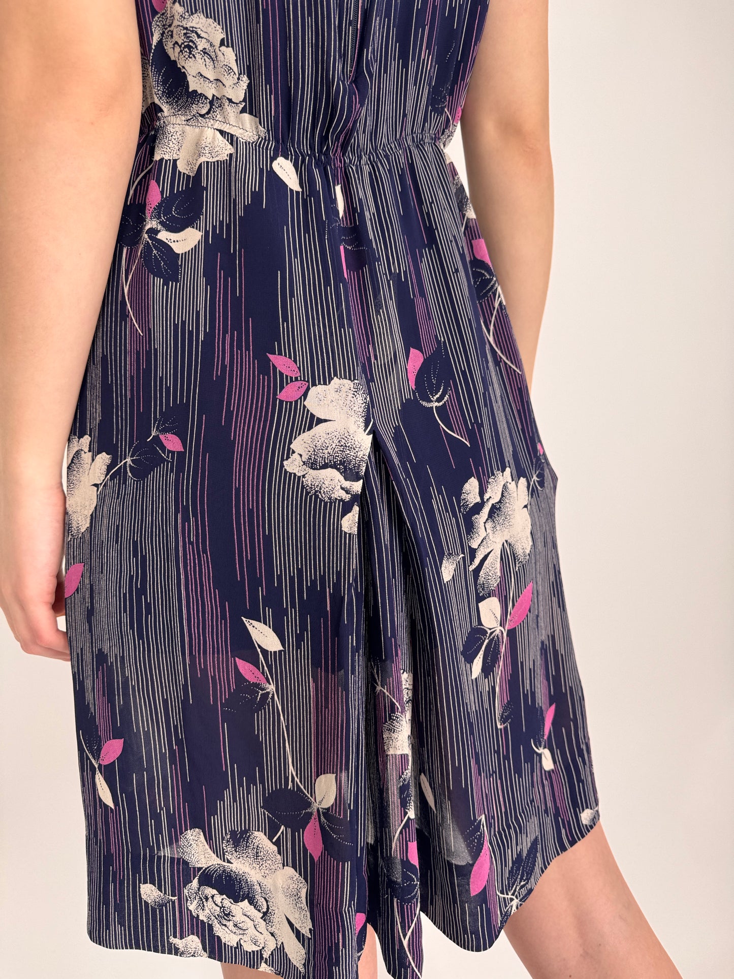 Rochie vintage din mătase naturală cu talie marcată elastică