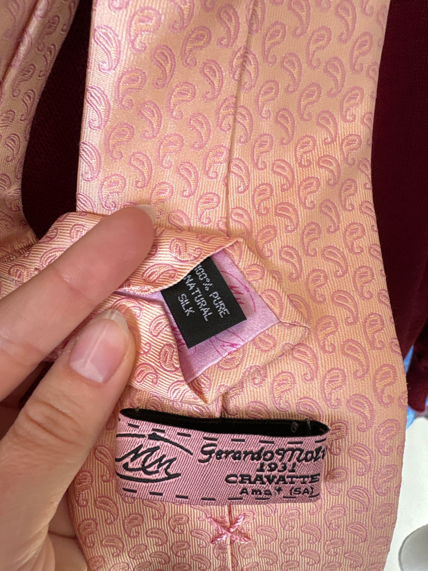 Cravata roz pudrat high end din mătase naturala jacquard