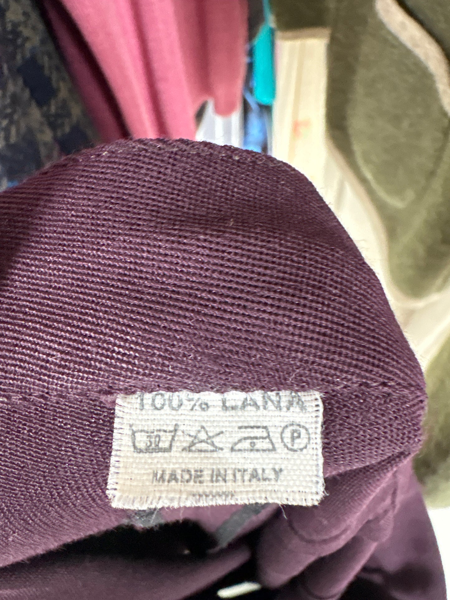 Pantaloni aubergine italienești din twill excepțional de lana extrafina