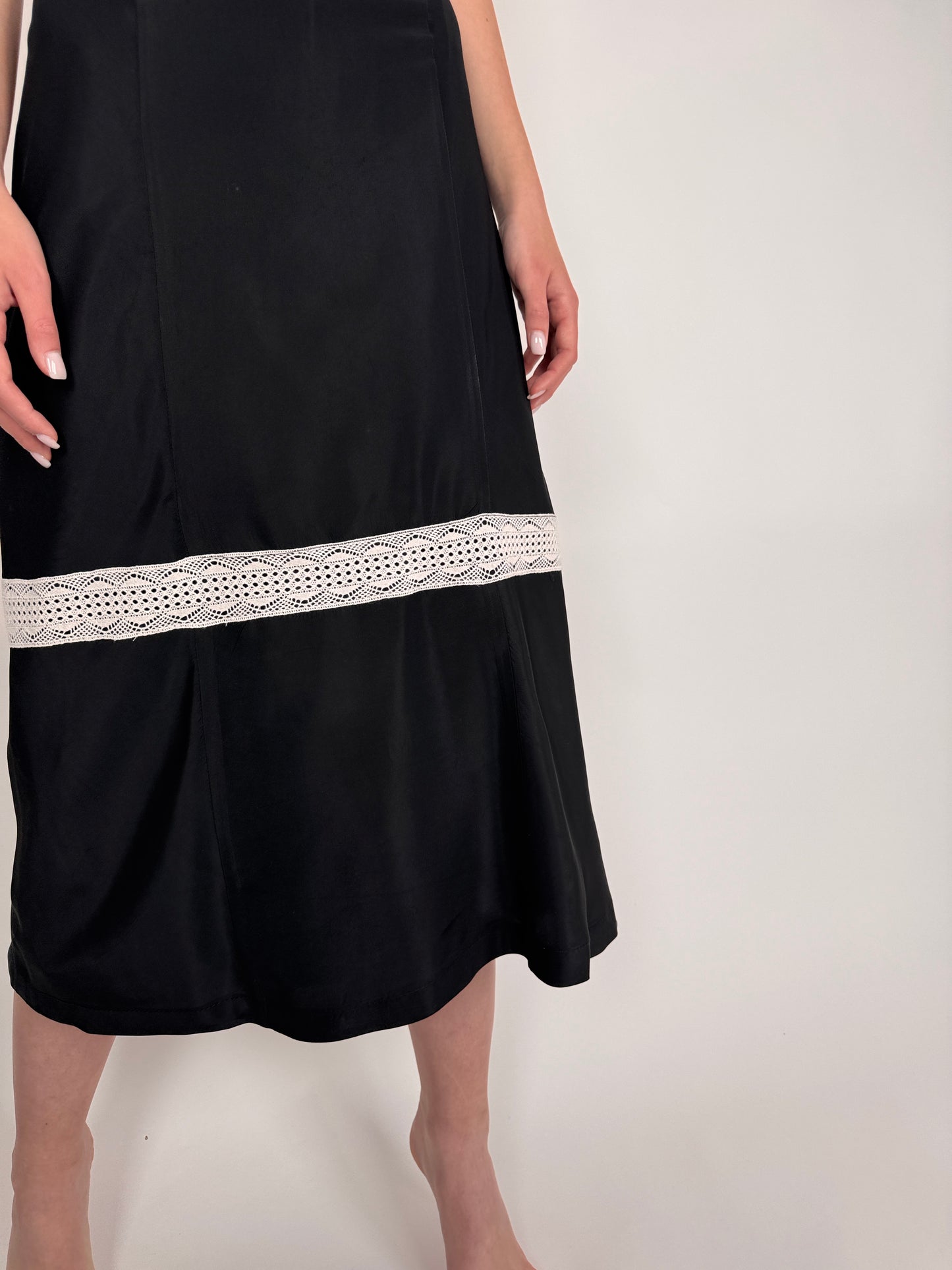 LBD vintage italian cu inserții din dantelă macrame