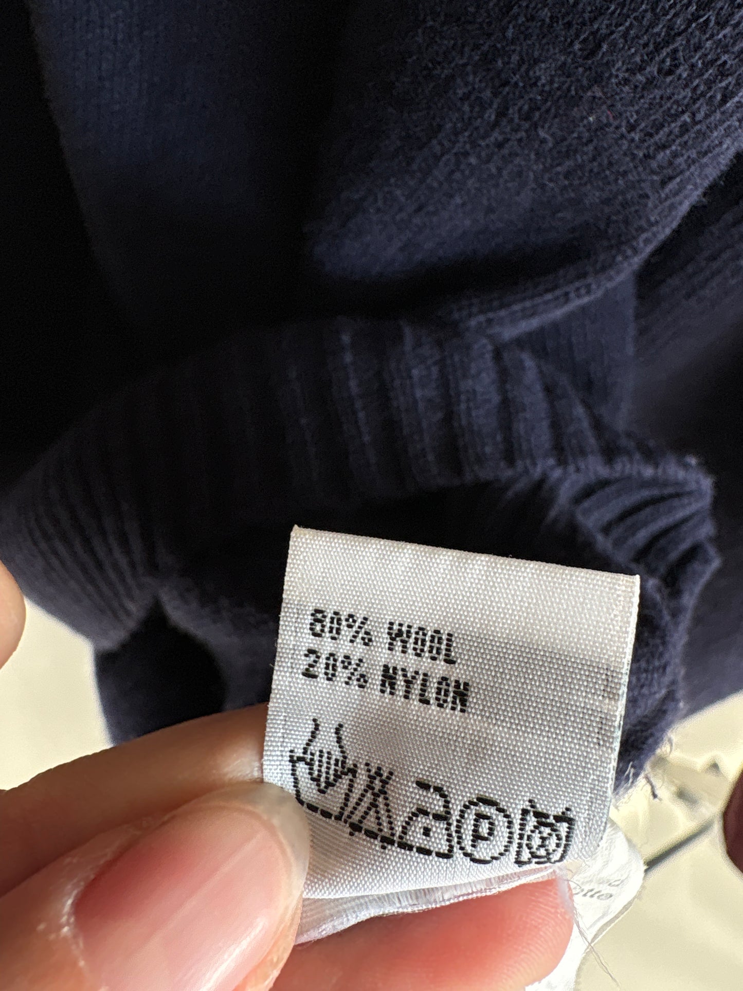 Pulover Navy polo 80% lana merino extrafina plină de gramaj mare