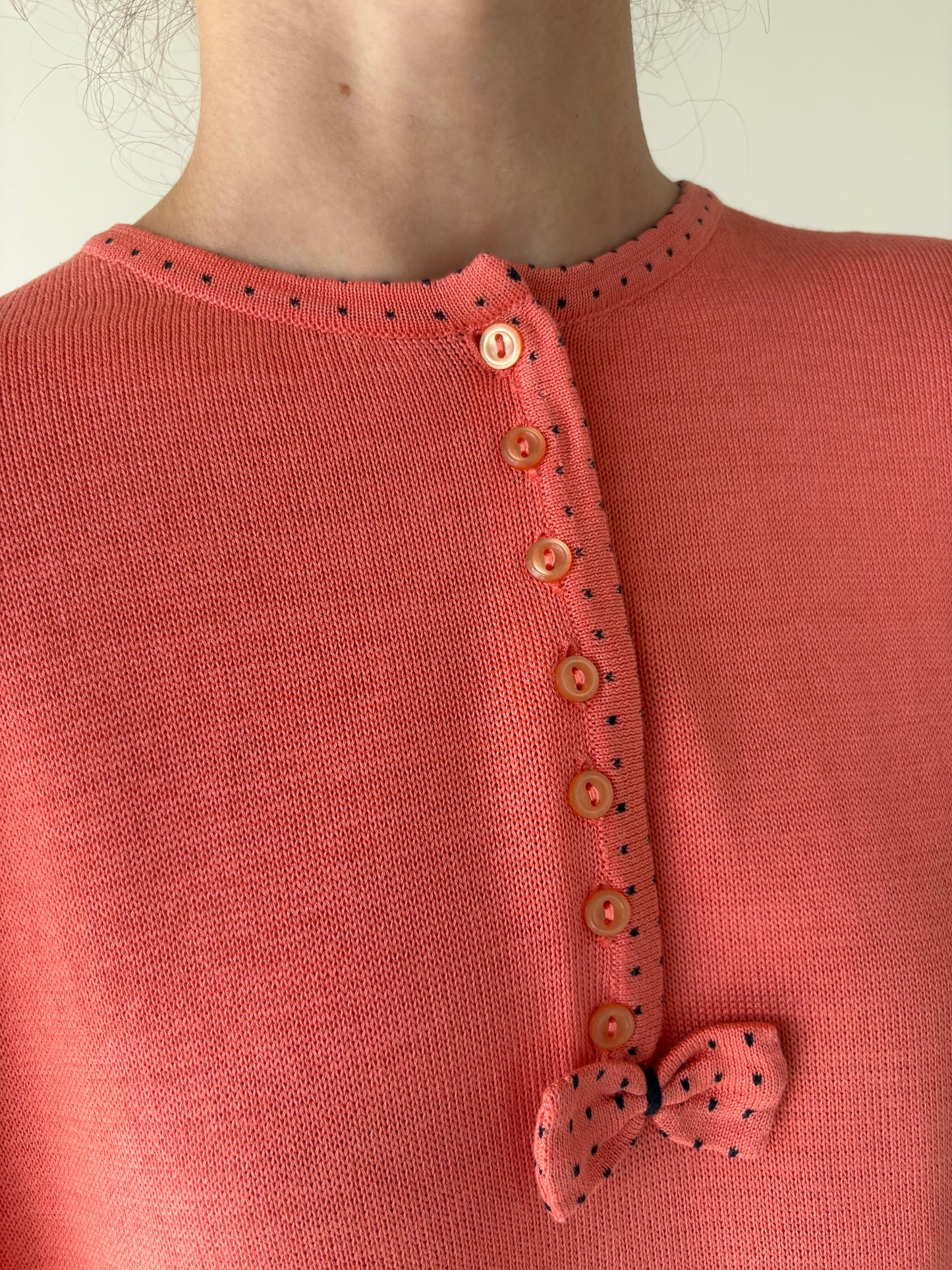 Top vintage coral red din jerse de gramaj mare