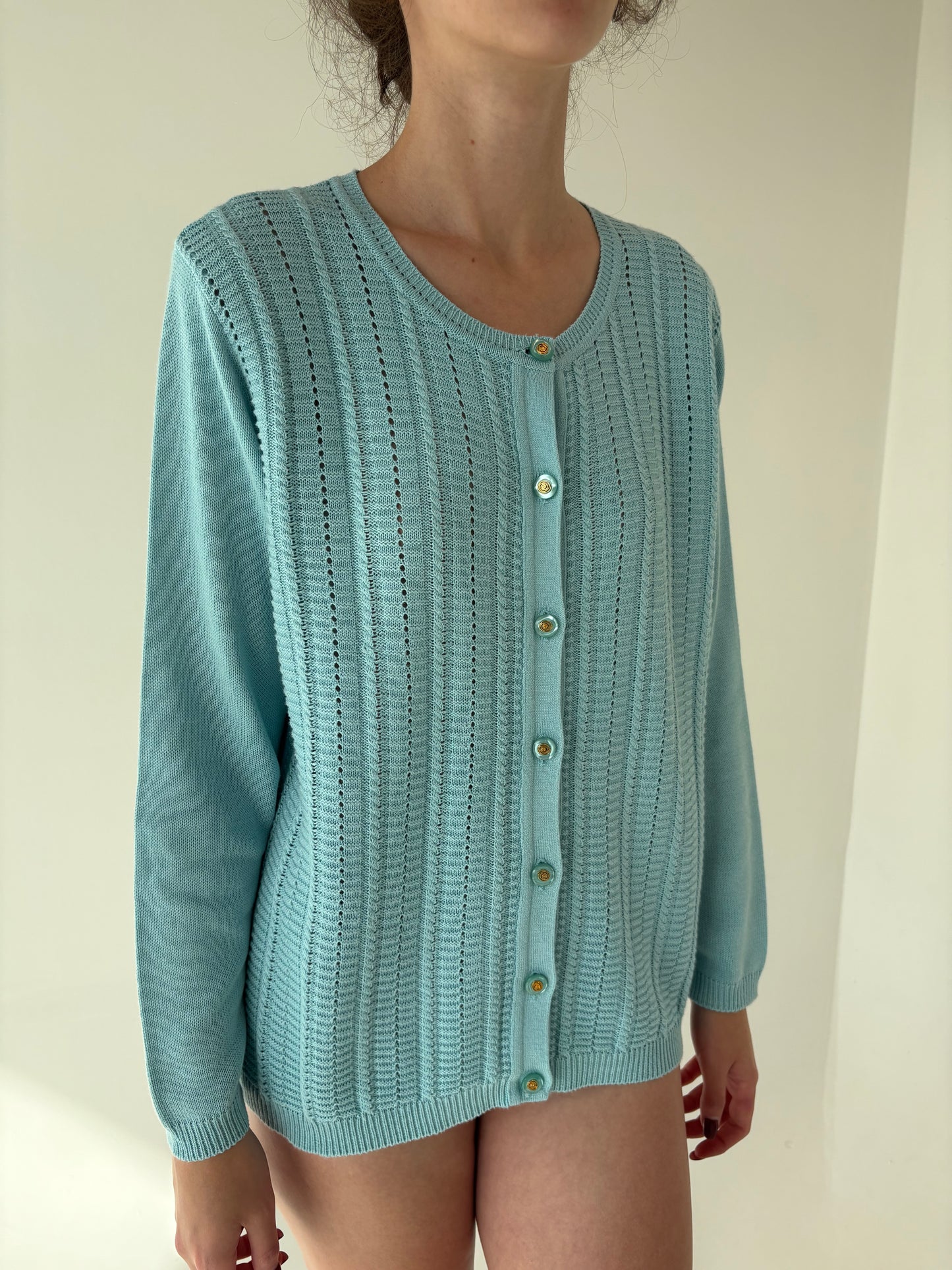 Cardigan vintage italian din bumbac de gramaj mare